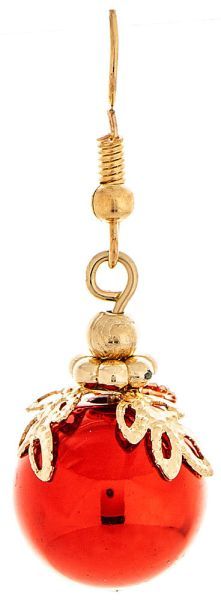 Ornament Earrings - Gold, Color: Red