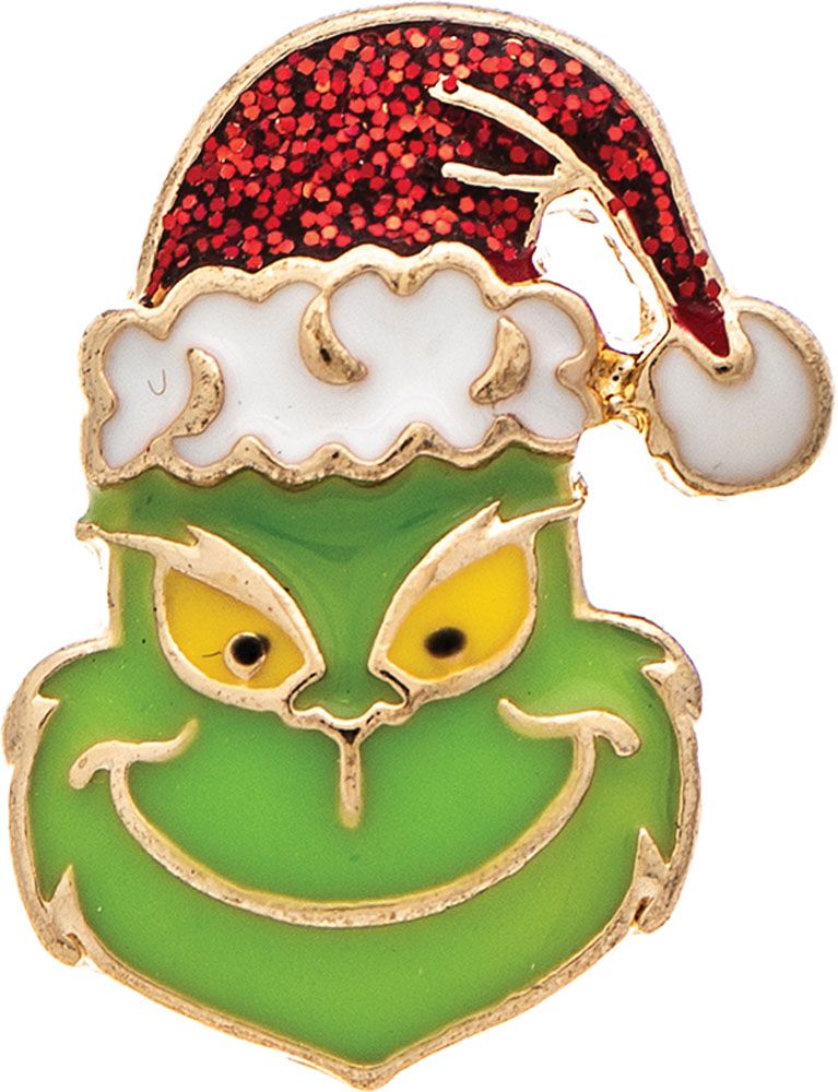 Green Guy Santa Hat Post Earrings - Gold