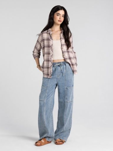 Daphne Shirt, Color: Blush Brown Plaid, Size: Small