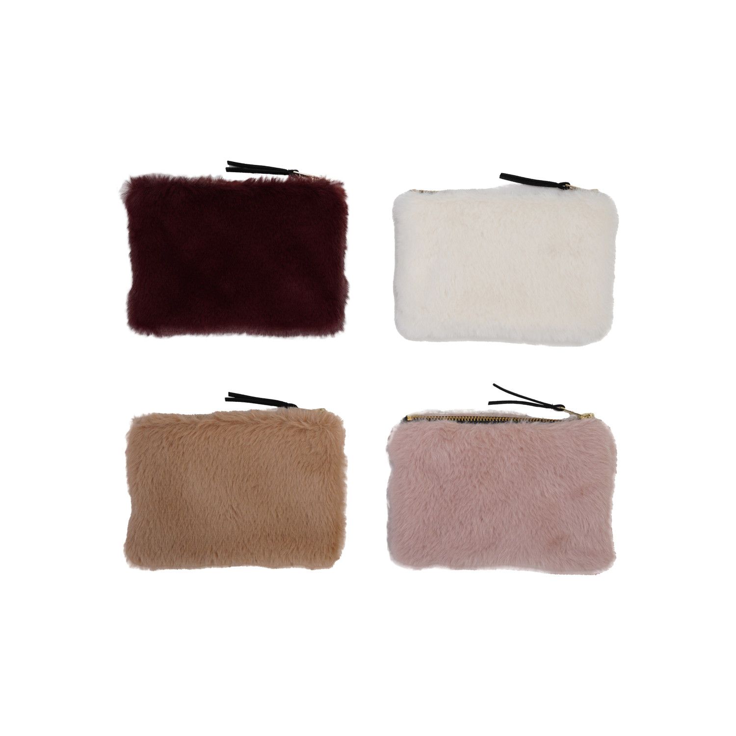 Fuzzy Fabric Zip Pouch - 6.5" - 4 Styles - Sold Individually