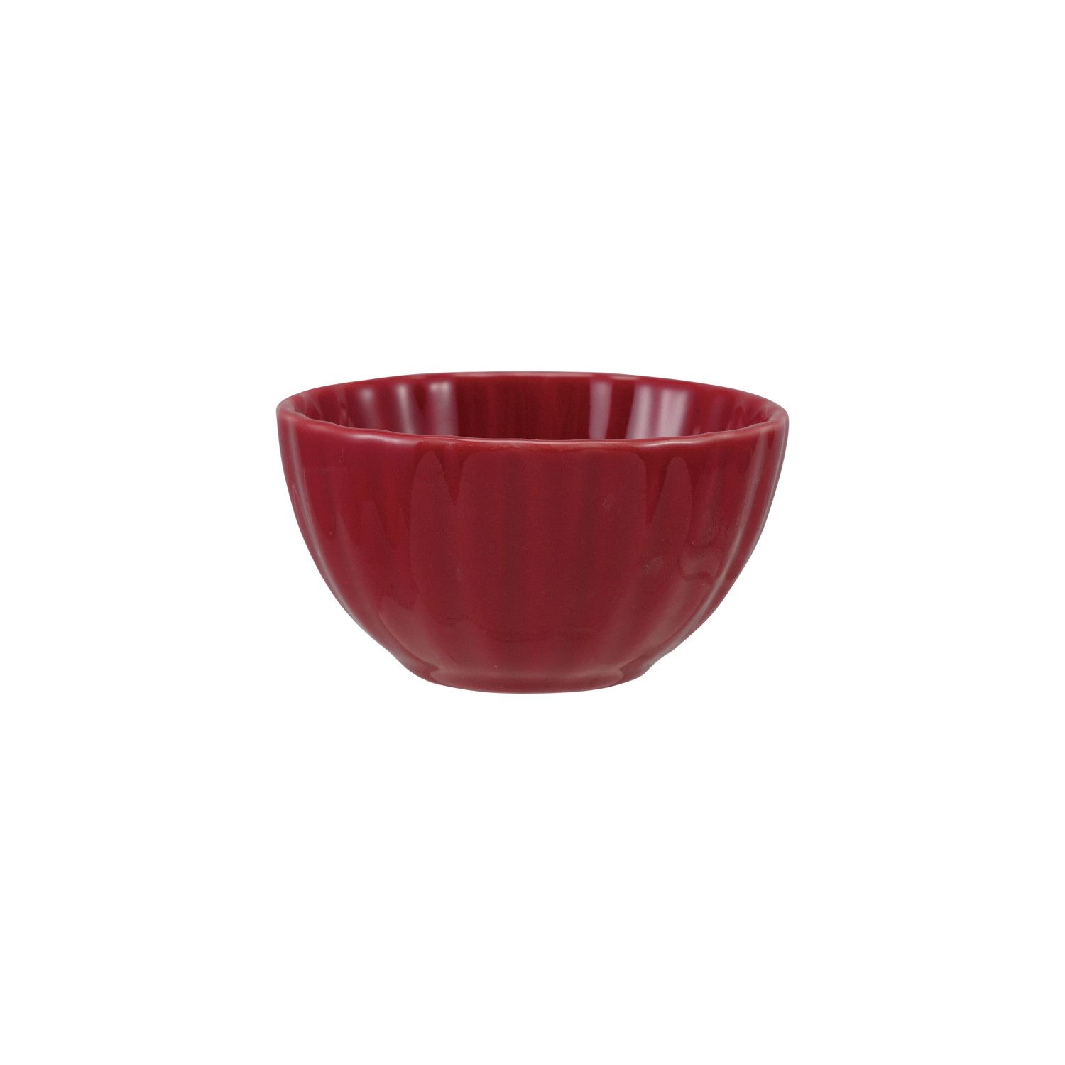 Stoneware Ribbed Bowl w/ Reactive Glaze - 5" - Red