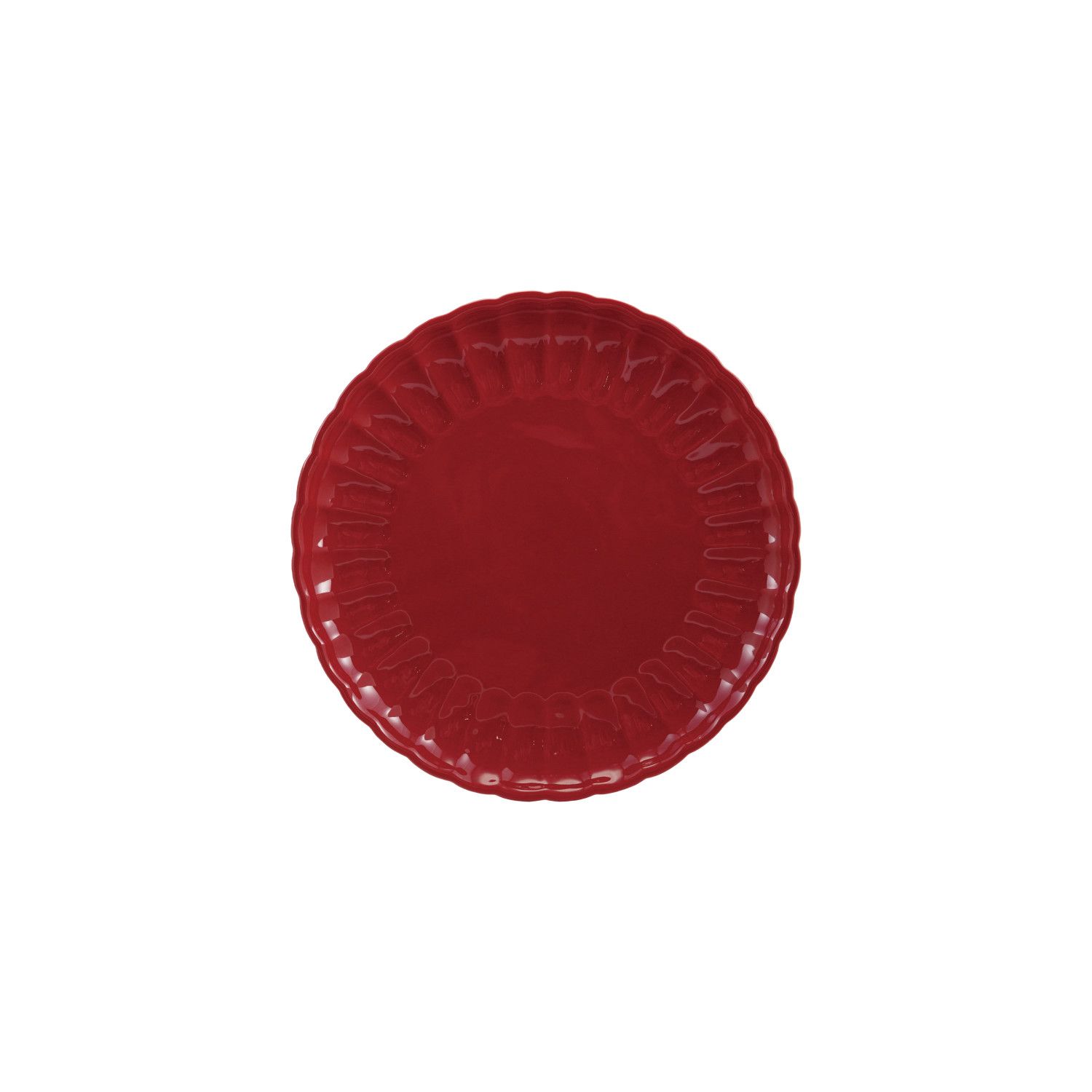 Stoneware Fluted Appetizer Plate w/ Reactive Glaze - 8" - Red
