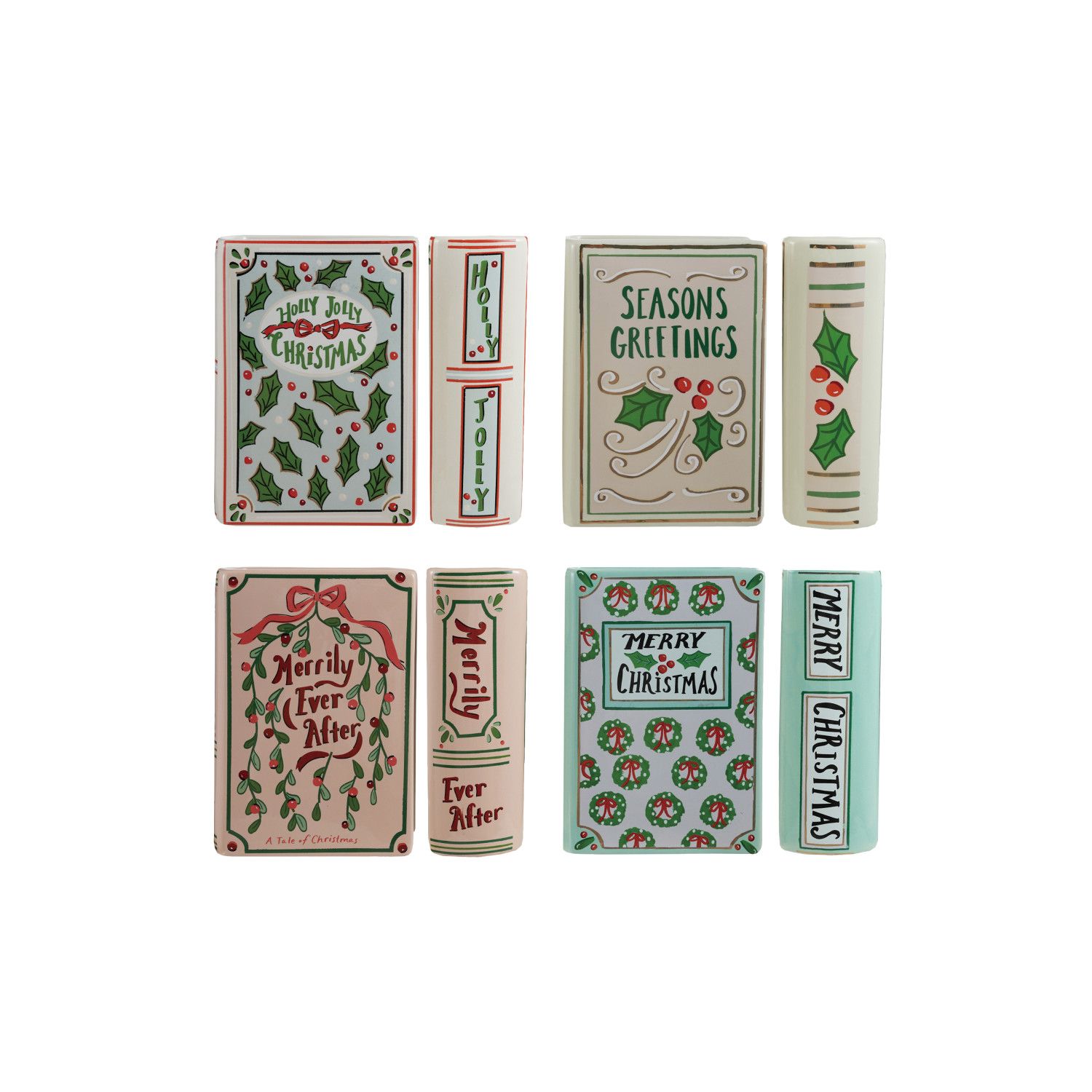 Ceramic Holiday Book Vase - 8" - 4 Styles - Sold Individually