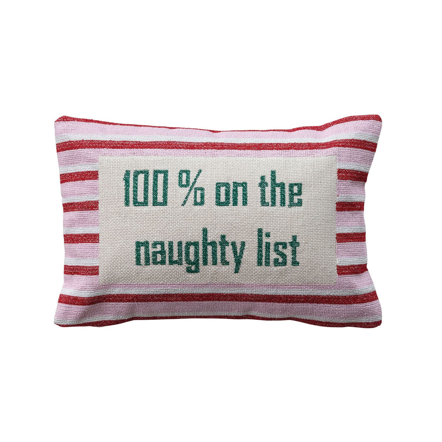 Cotton Lumbar Pillow - 14" X 9" - 100% On the Naughty List