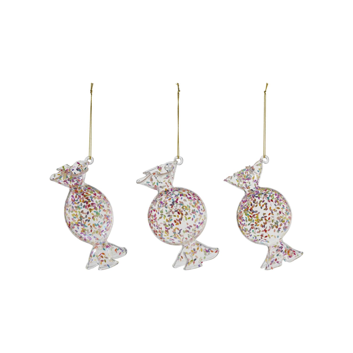 Glass Candy Ornament w/ Confetti - 5" - 3 Styles - Sold Individually
