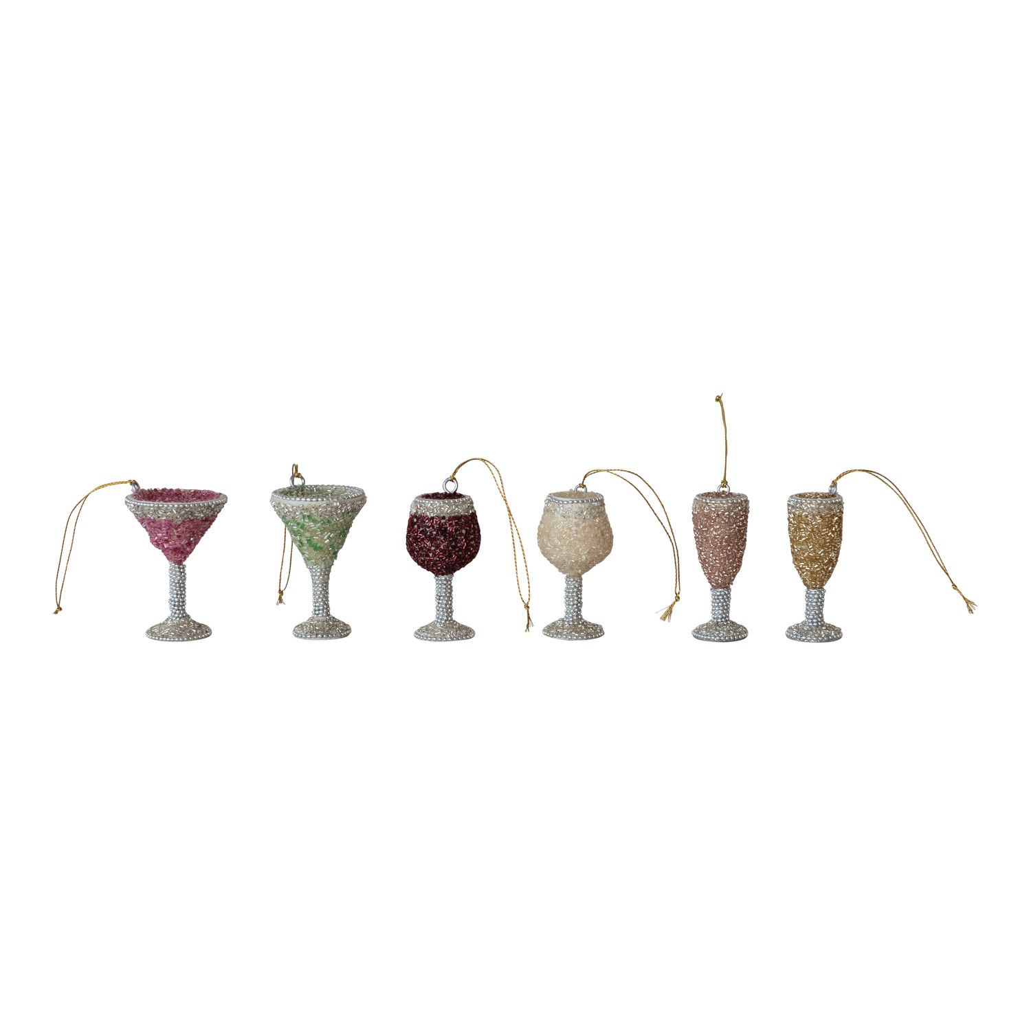Glass Beaded Drink Ornament - 6 Styles - Sold Individually