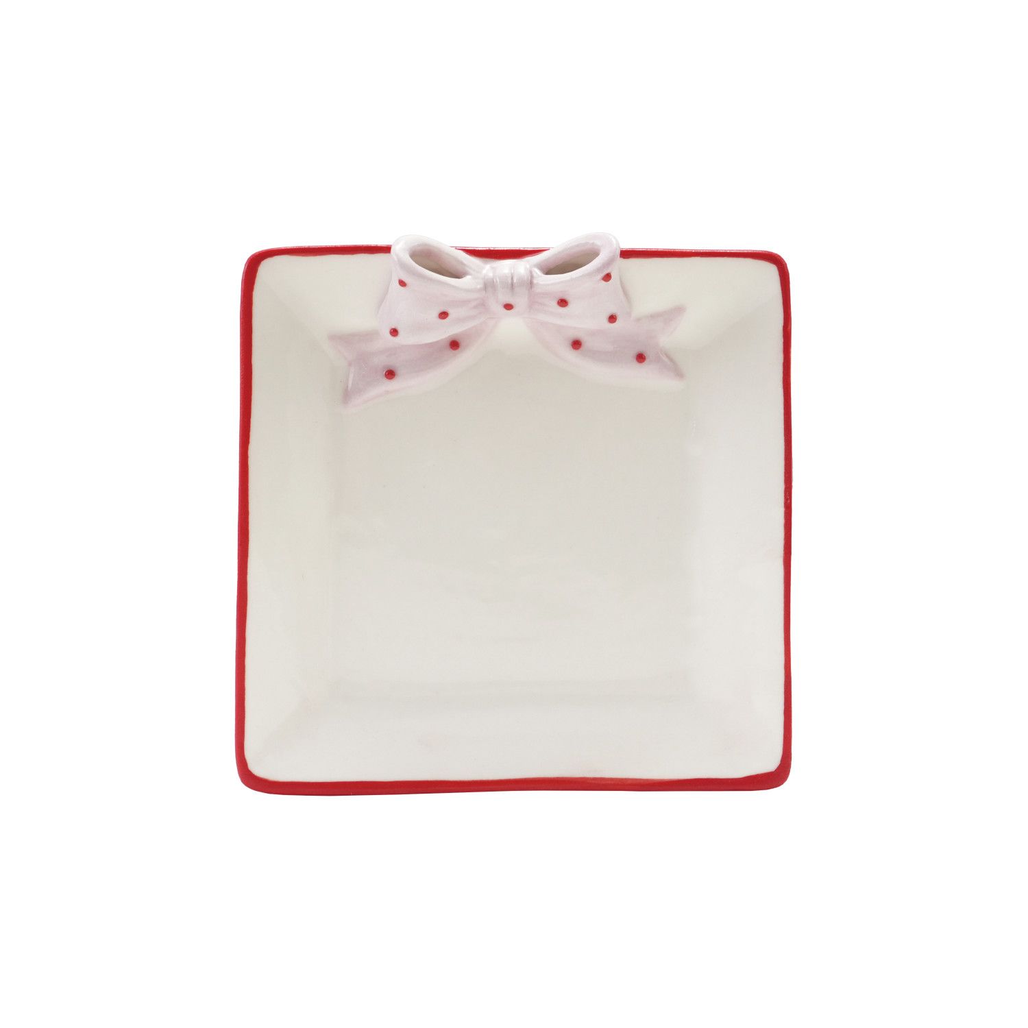 Christmas Bow Plate - 4" - Pink &amp; Red