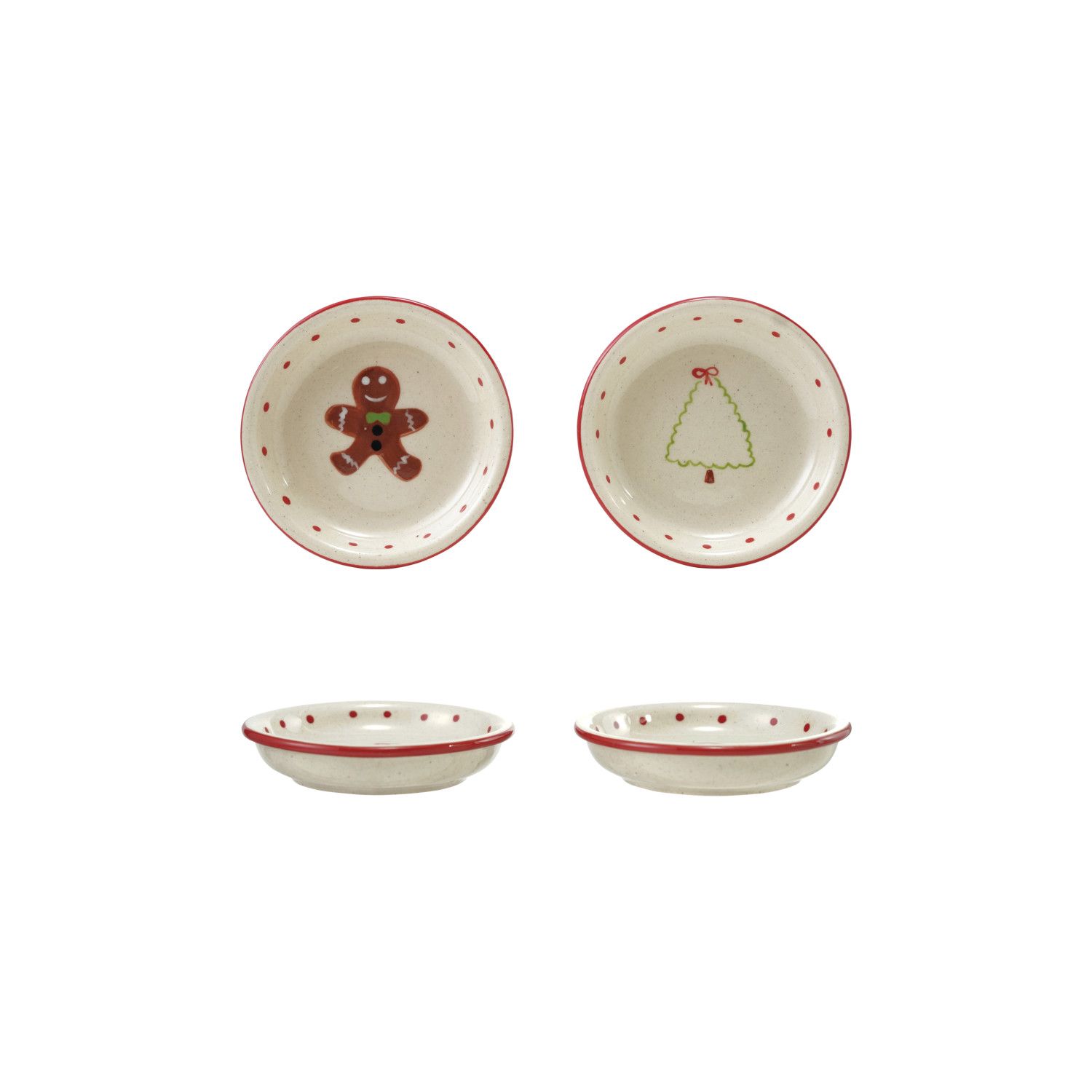 Hand-Painted Stoneware Dish w/ Holiday Icon -4" - 2 Styles - Sold Individually