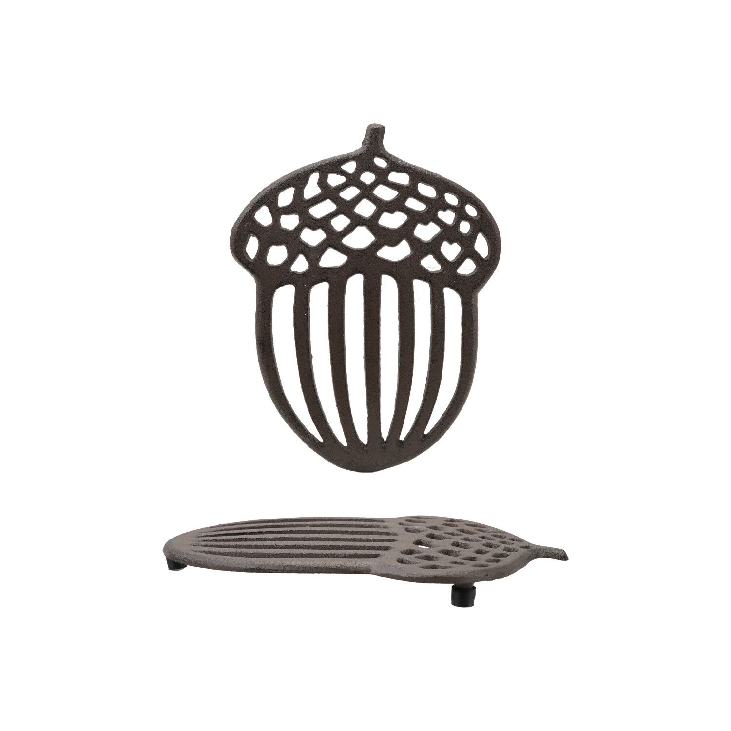 Cast Iron Acorn Shaped Trivet - Brown