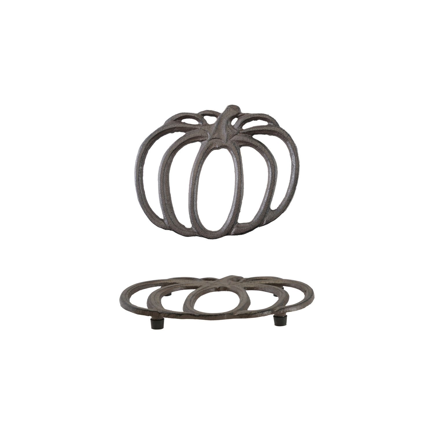 Cast Iron Pumpkin Shaped Trivet - Brown