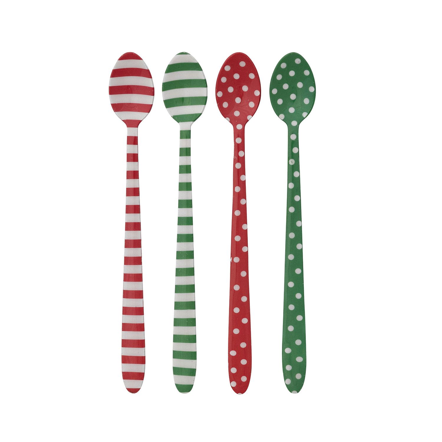 Enameled Stainless Steel Cocktail Spoon - Stripes &amp; Polka Dots - 4 Styles - Sold Individually
