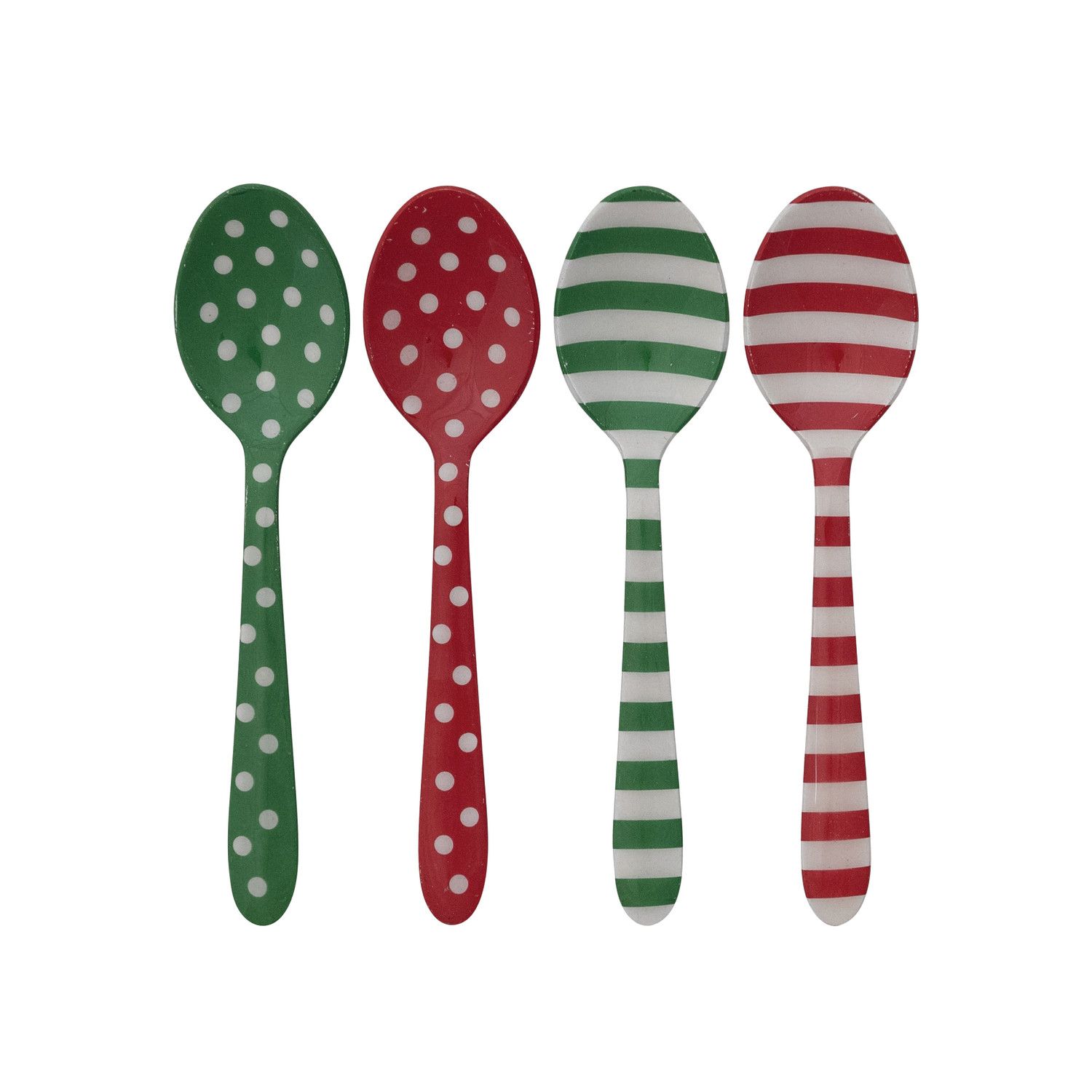 Enameled Stainless Steel Spoon w/ Pattern - Red/Green - 4 Styles - Sold Individually