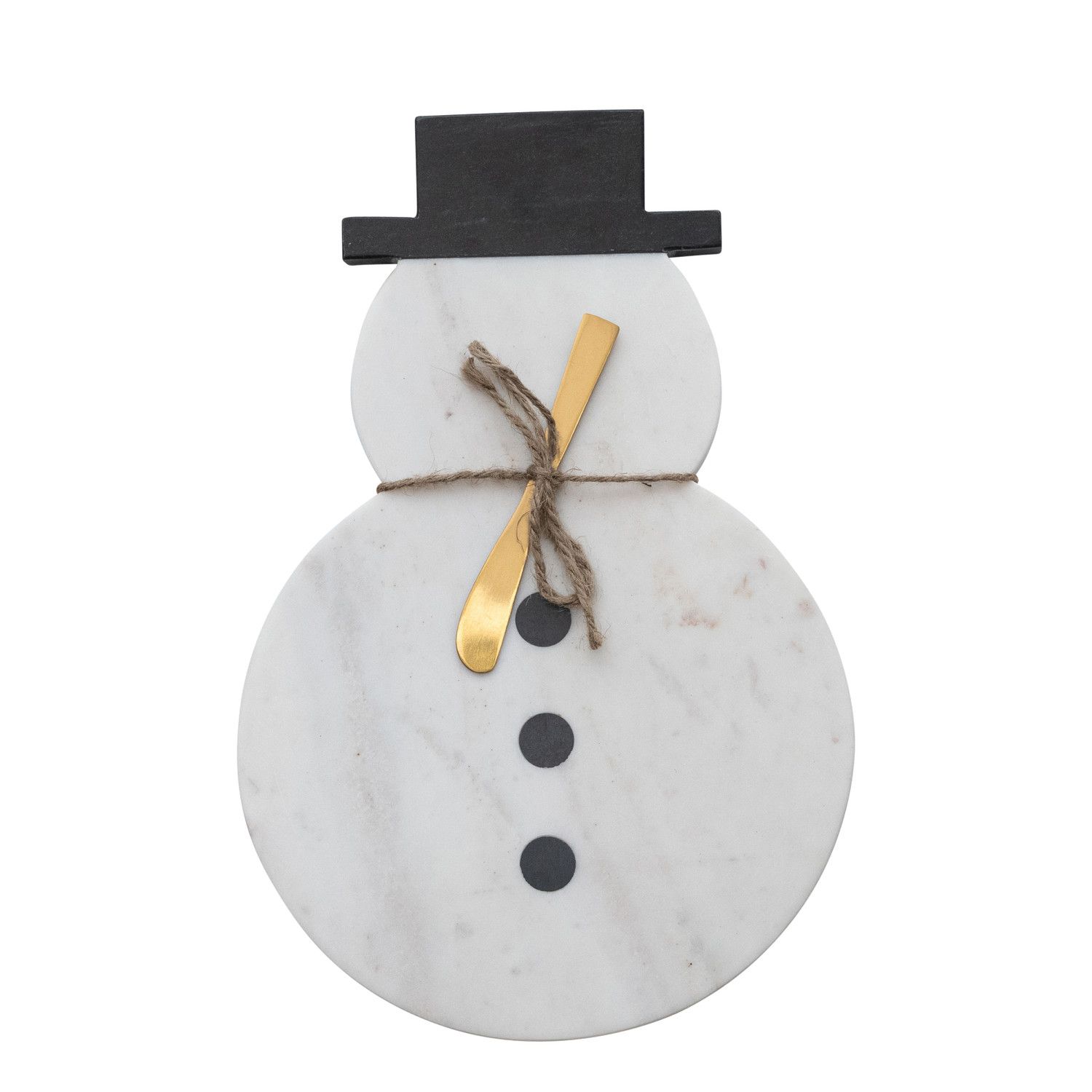 Marble Snowman Shaped Cutting Board - 15" X 9.5"