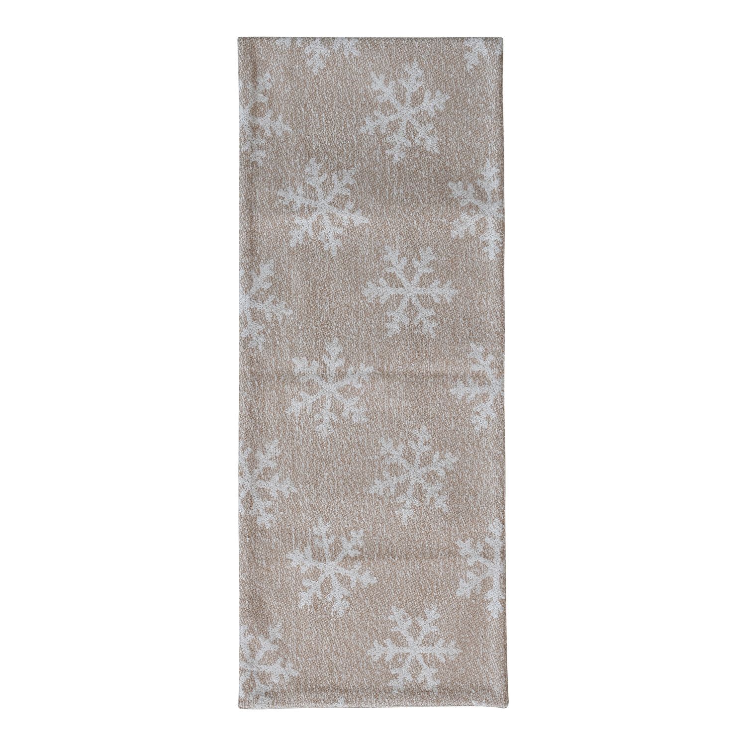Jacquard Table Runner w/ Snowflakepattern - 72" X 14" - Beige