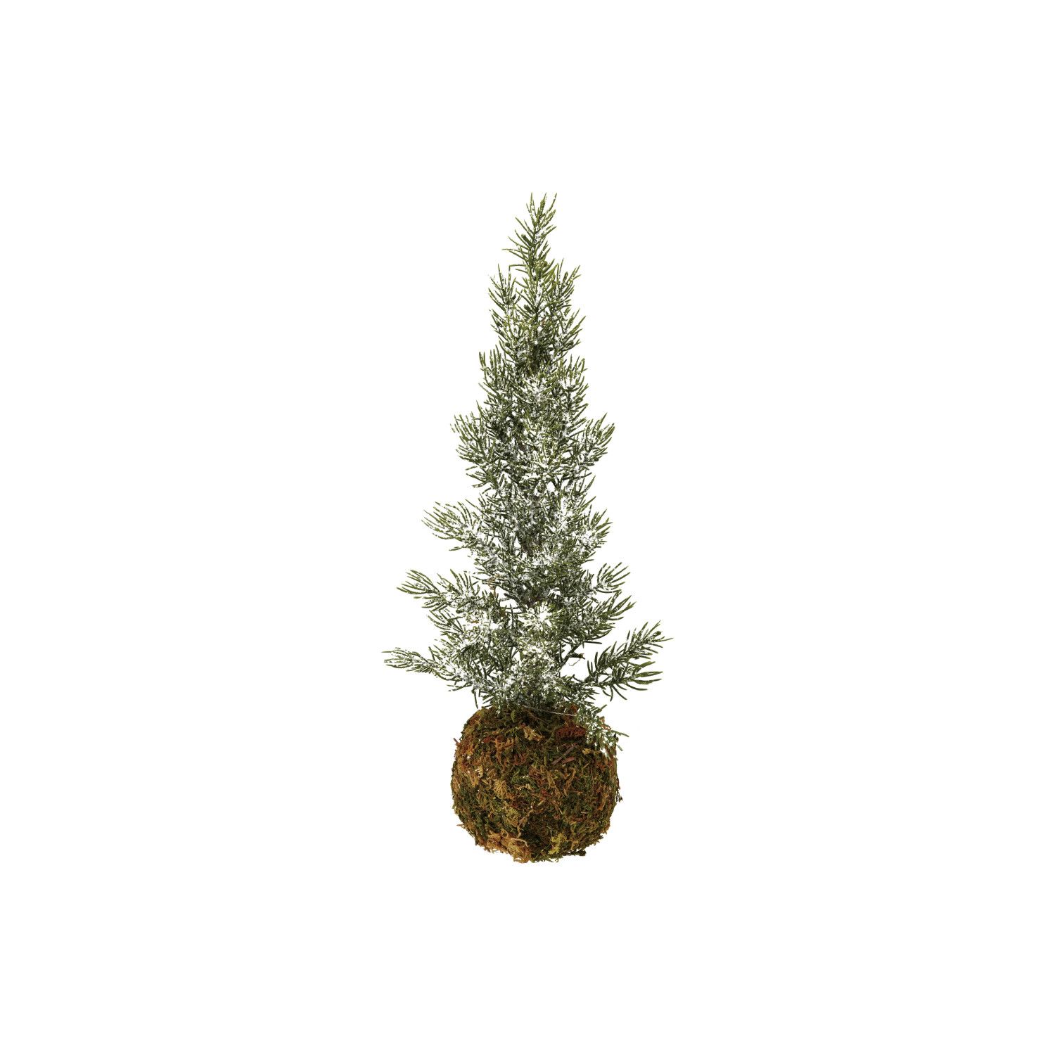 Faux Fir Tree w/ Moss Ball - Baseice Finish, Size: Large