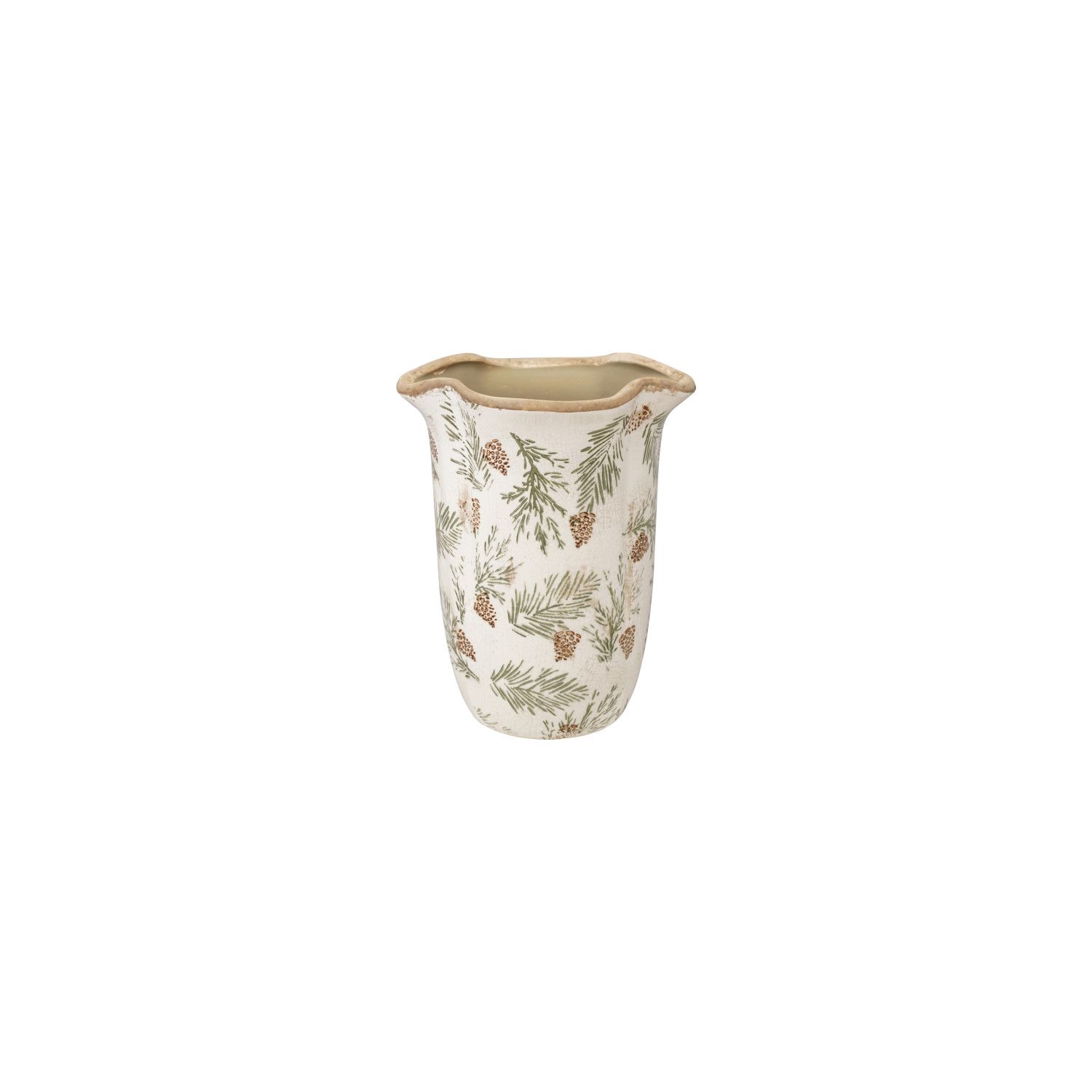 Ruffled Vase w/ Pine Boughs - 9"