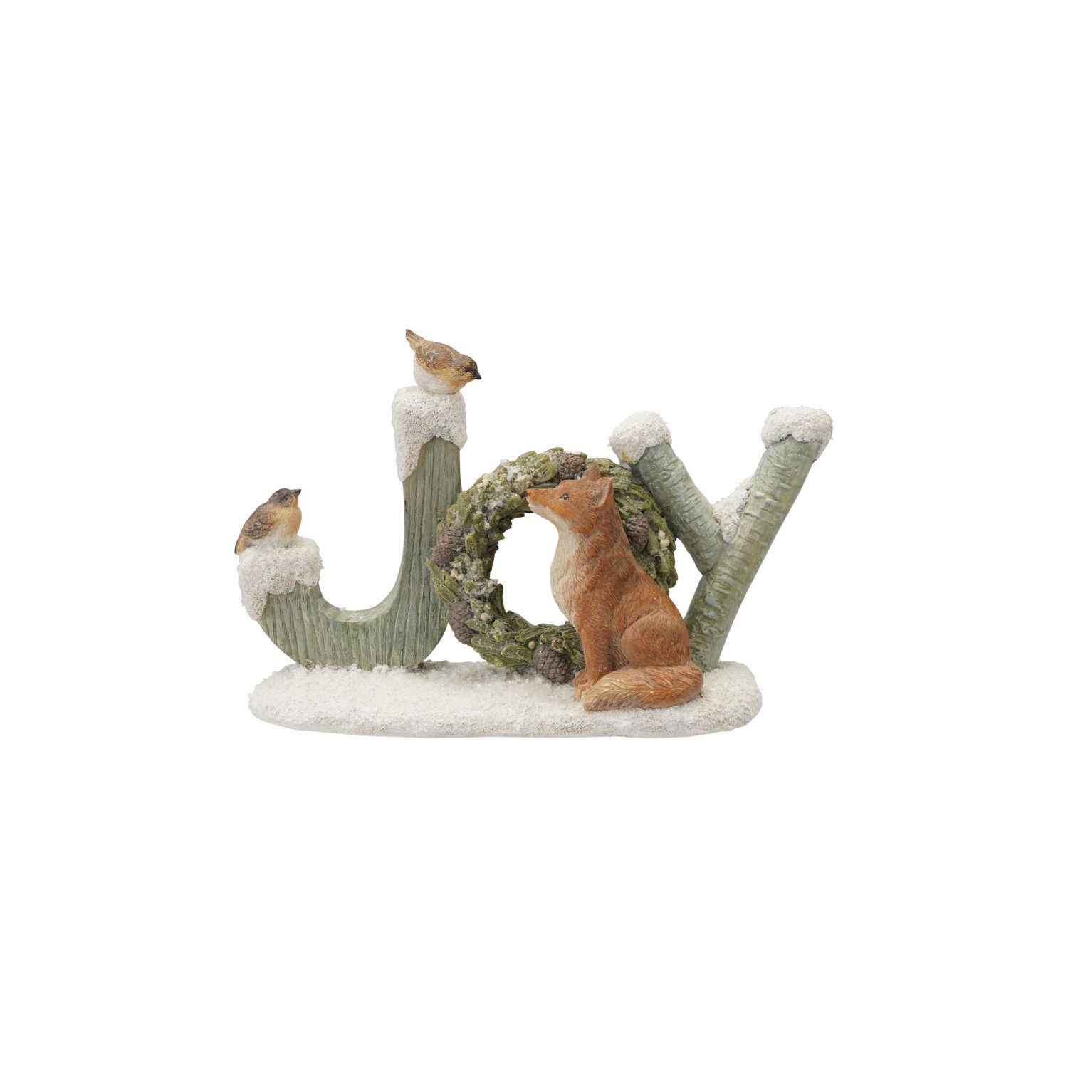Resin Sign w/ Wreath - Fox &amp; Birds Joy