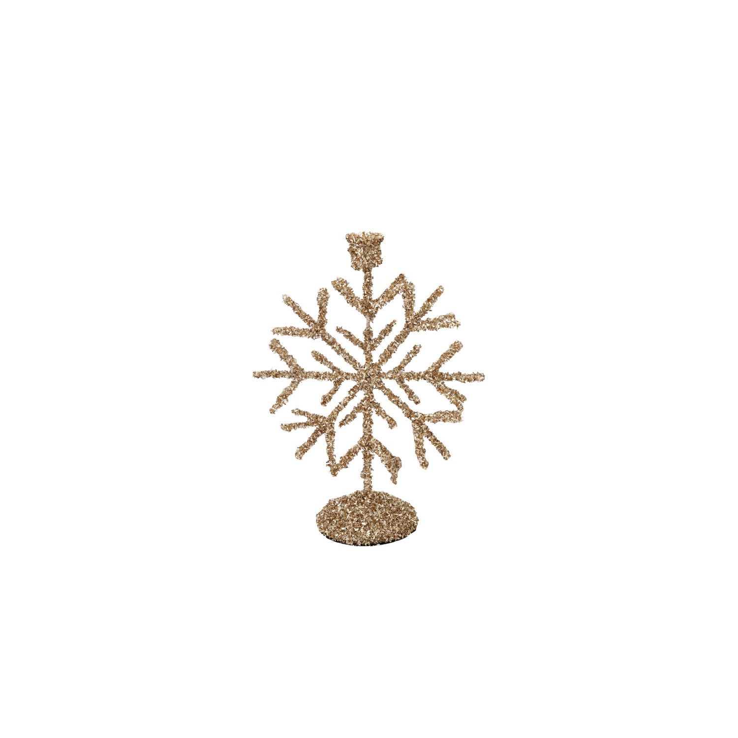 Metal Snowflake Taper Holder - Champagne Glitter Finish