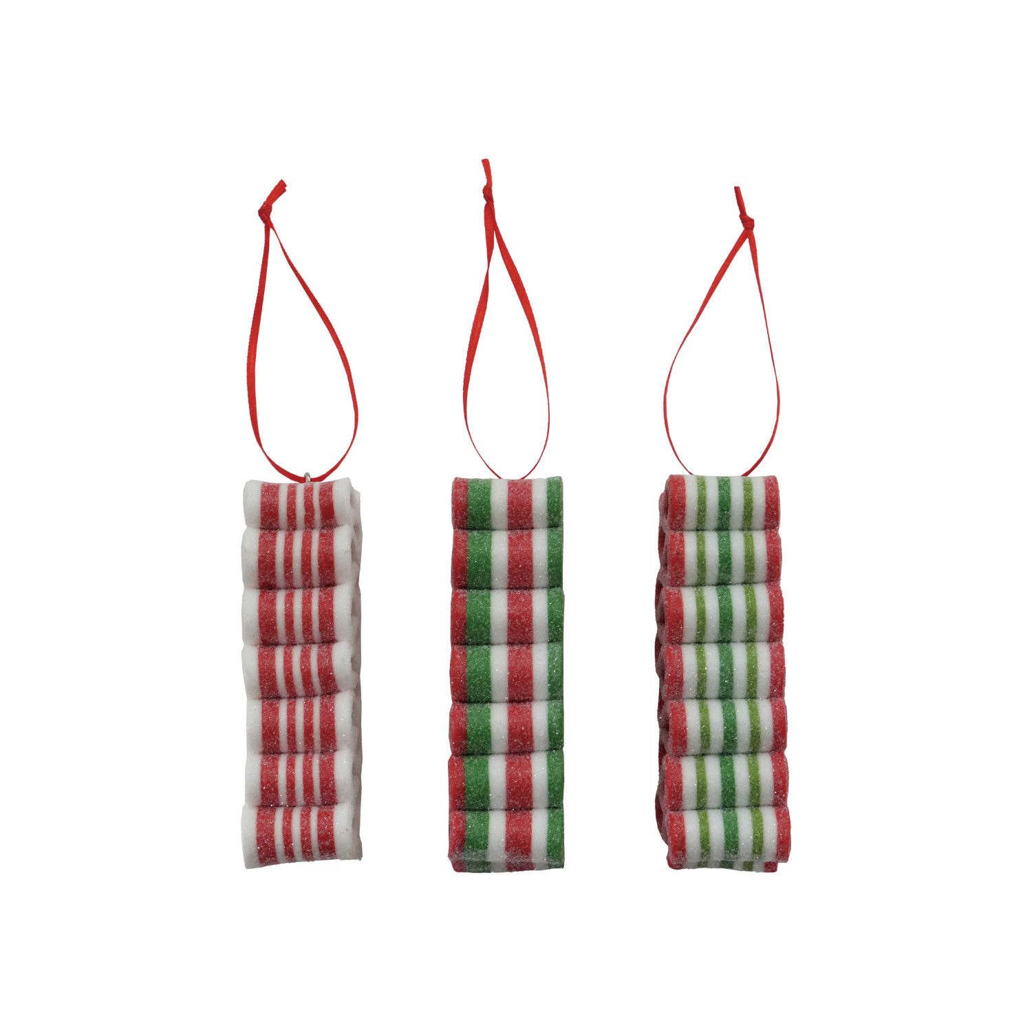 Clay Striped Ribbon Candy Ornament - 3 Styles - Sold Individually