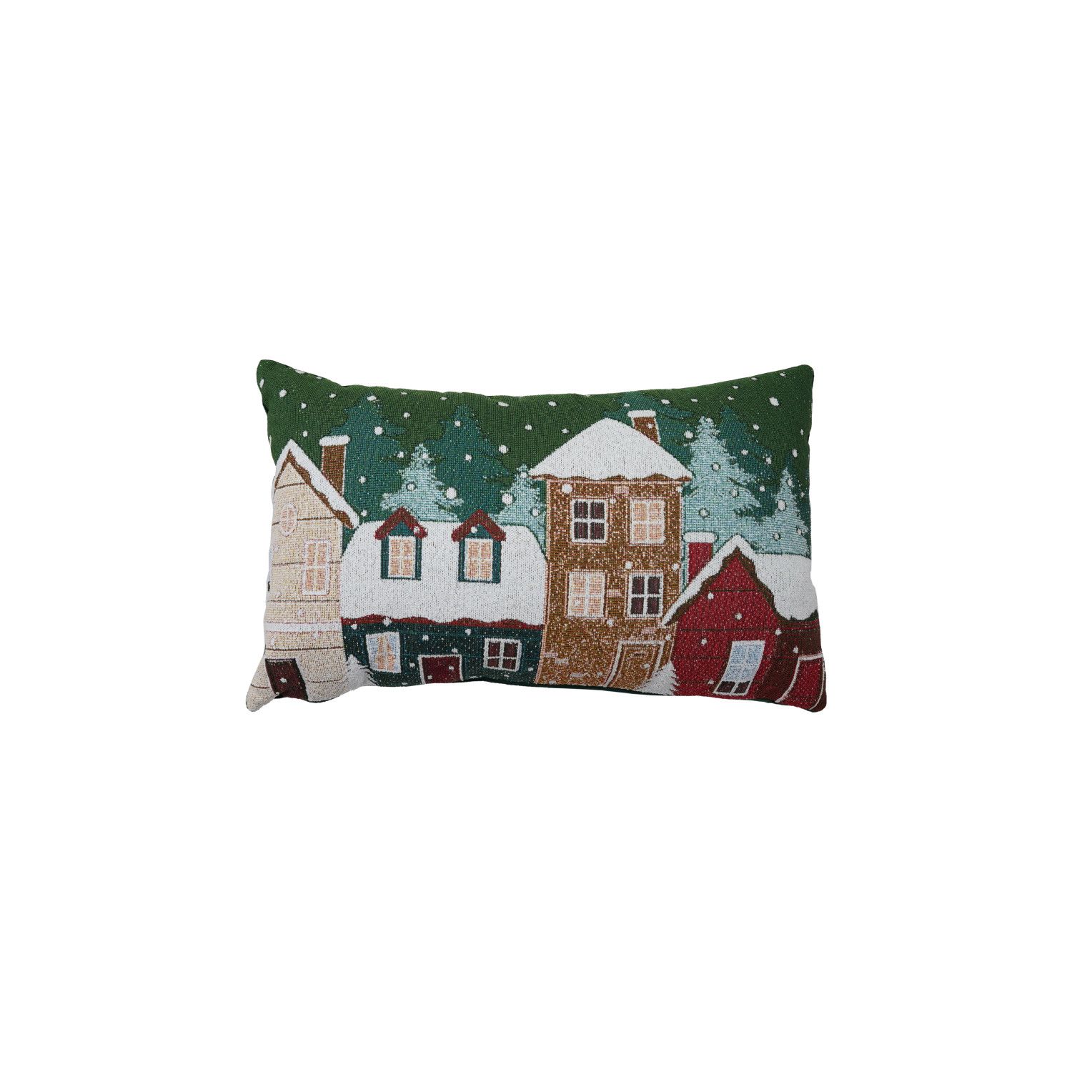 Fabric Pillow w/ Embroidered Xmas Scene
