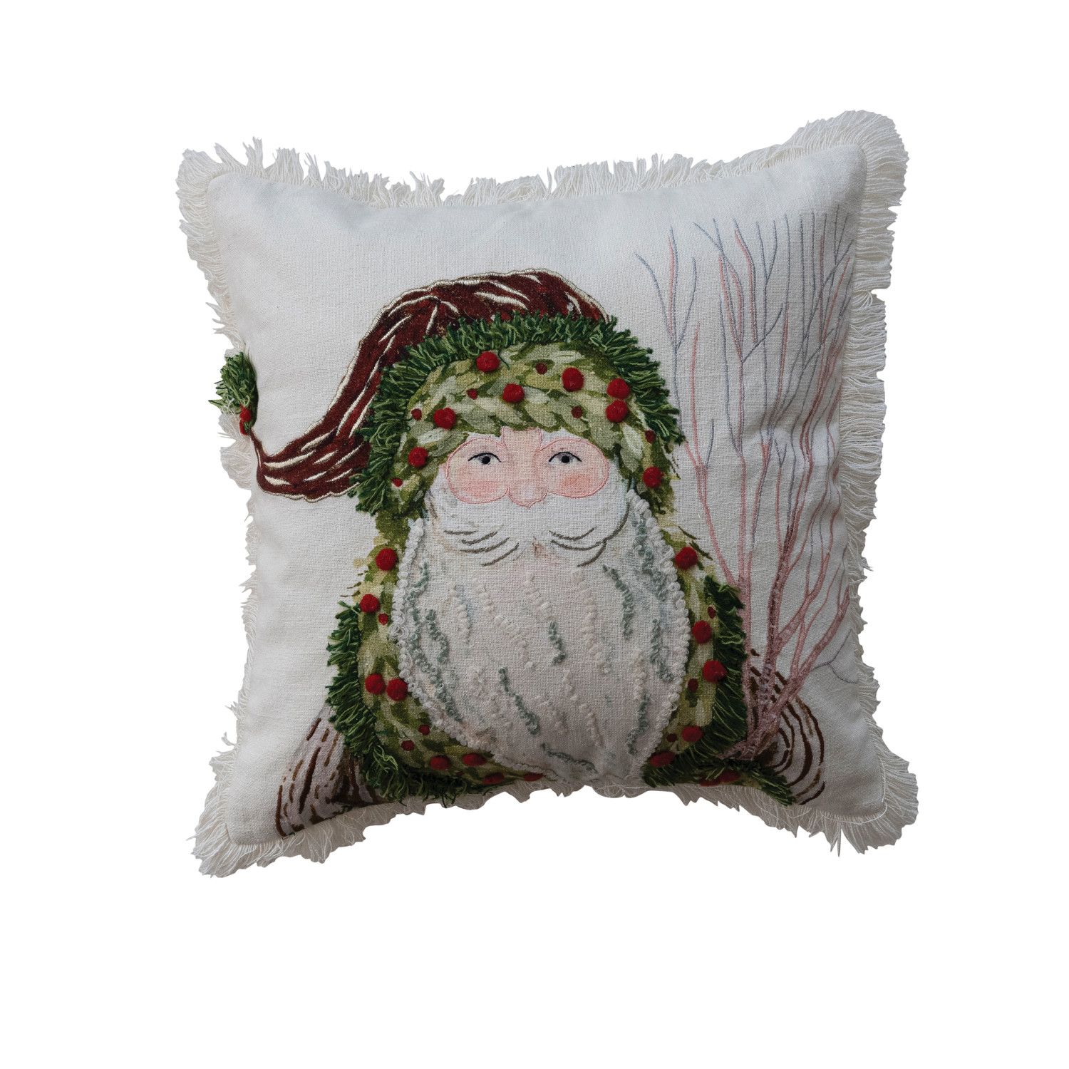 Cotton Slub Pillow w/ Santa - 18"