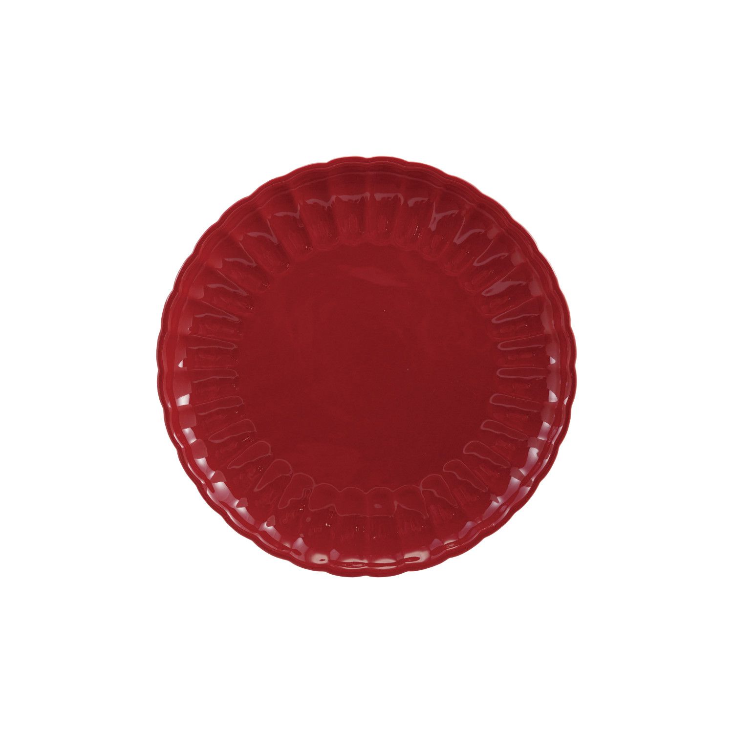 Stoneware Fluted Plate w/ Reactive Glaze - 10" - Red
