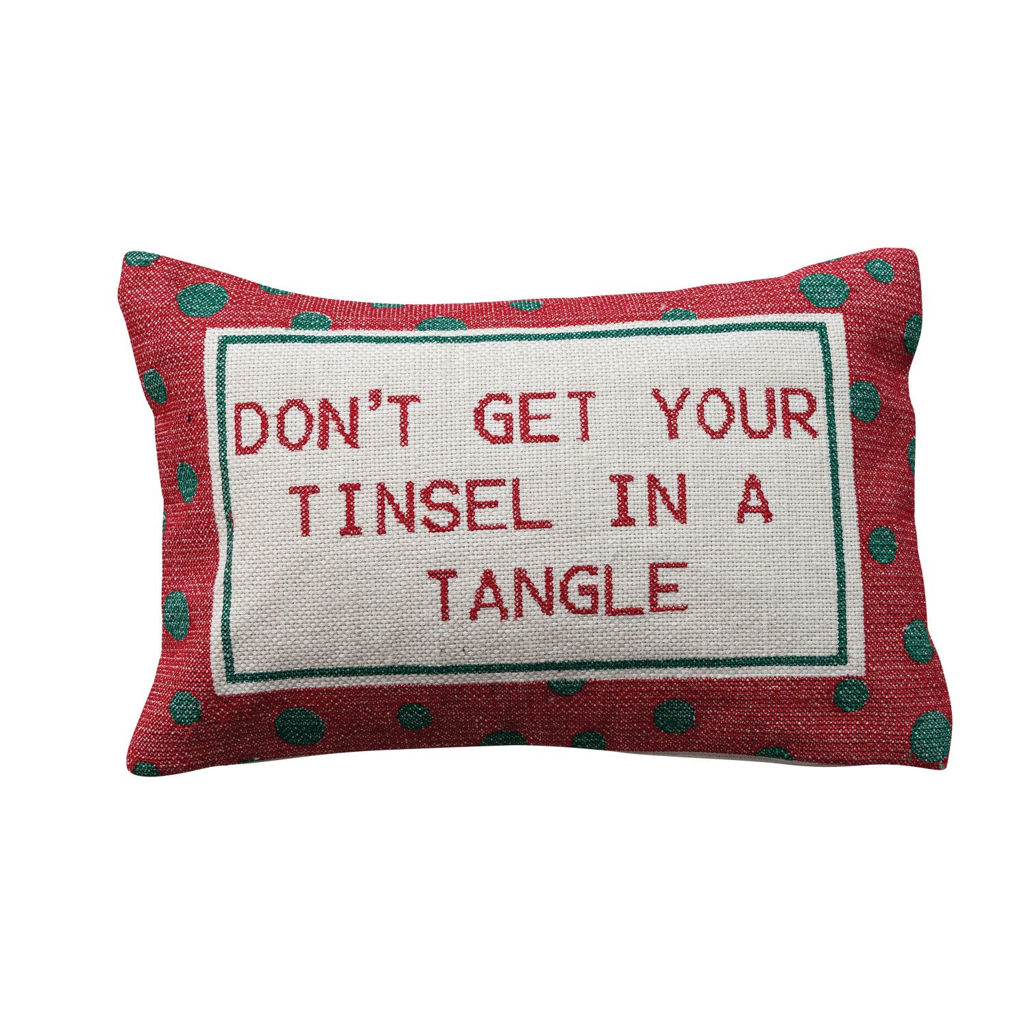 Cotton Lumbar Pillow - 14" X 9" - Don'T Get Your Tinsel In a Tangle