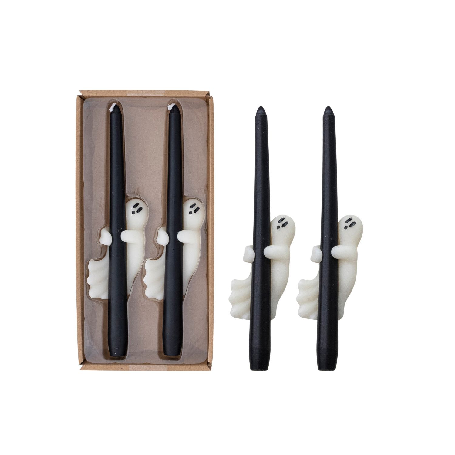 Ghost Taper Candles - Unscented - Black &amp; White - Box of 2