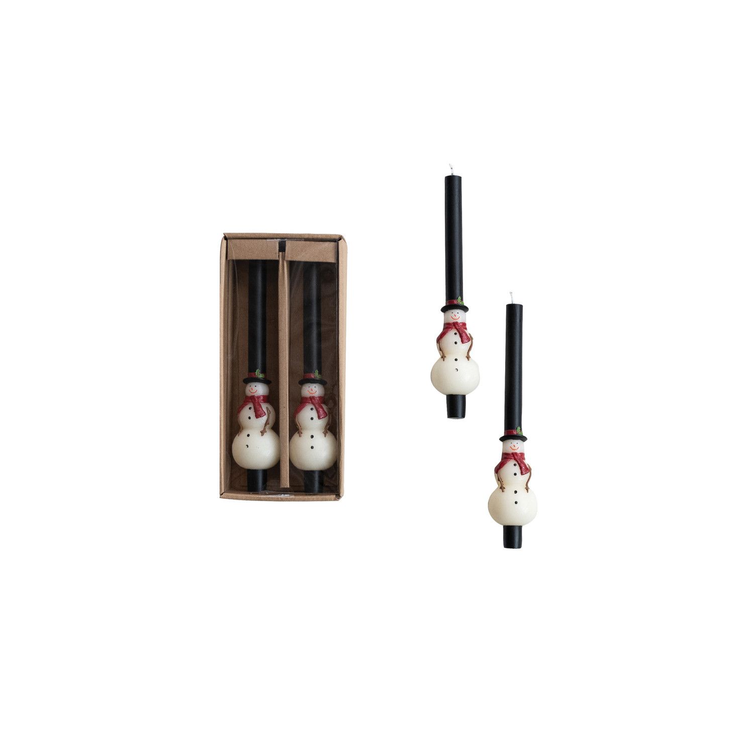 Snowman Taper Candle - 10" - Set of 2