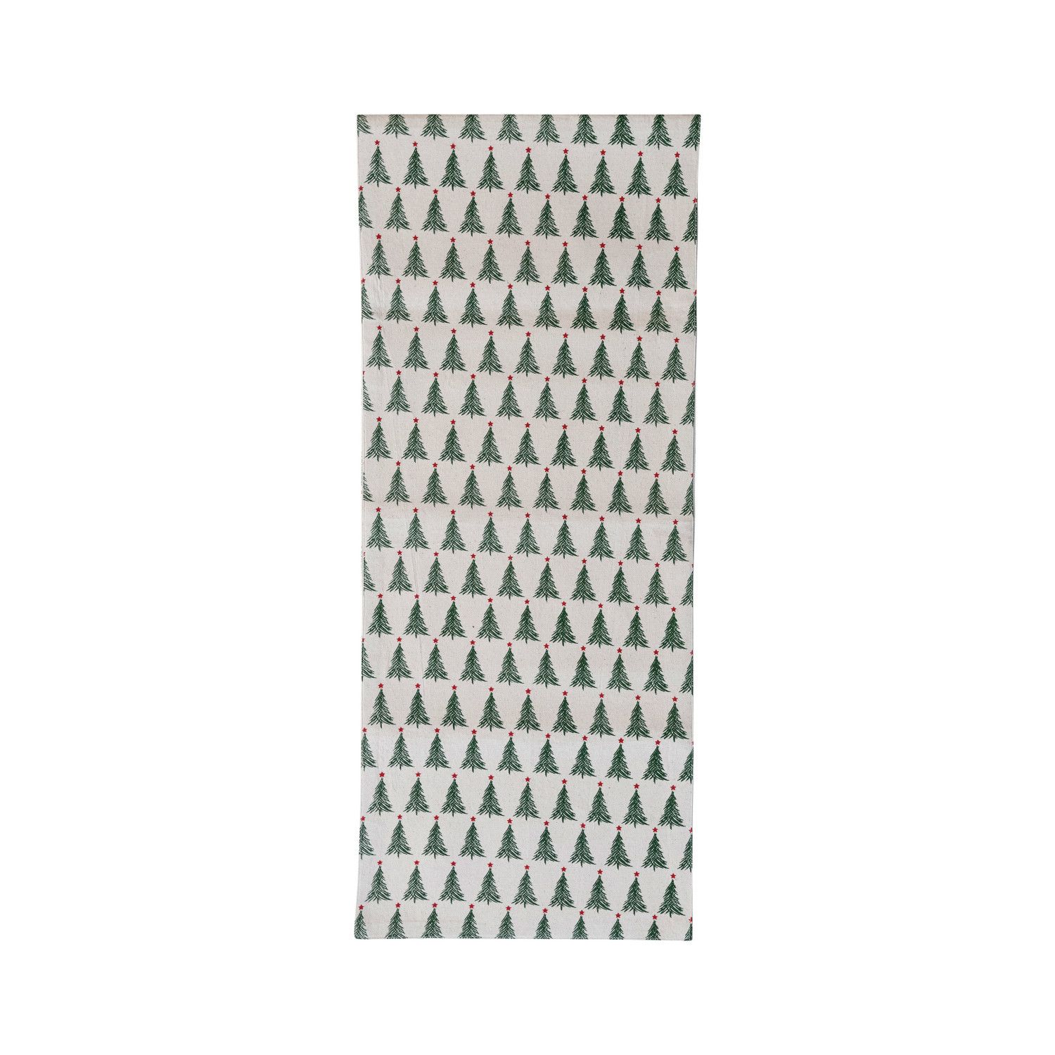 Cotton Cloth Table Runner w/ Christmas Trees - 72" X 14"