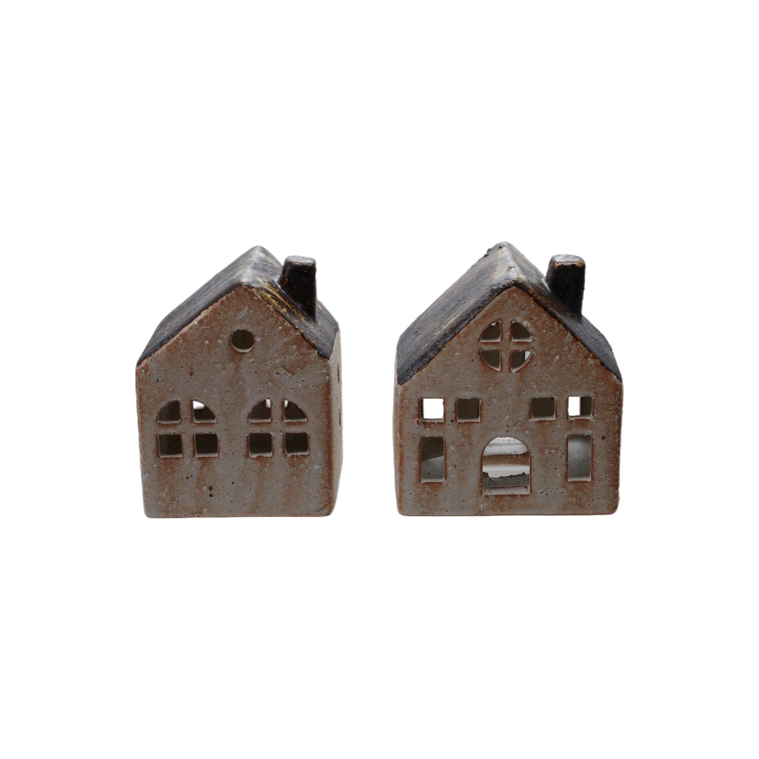 Stoneware House - 3" - White &amp; Black - 2 Styles - Sold Individually