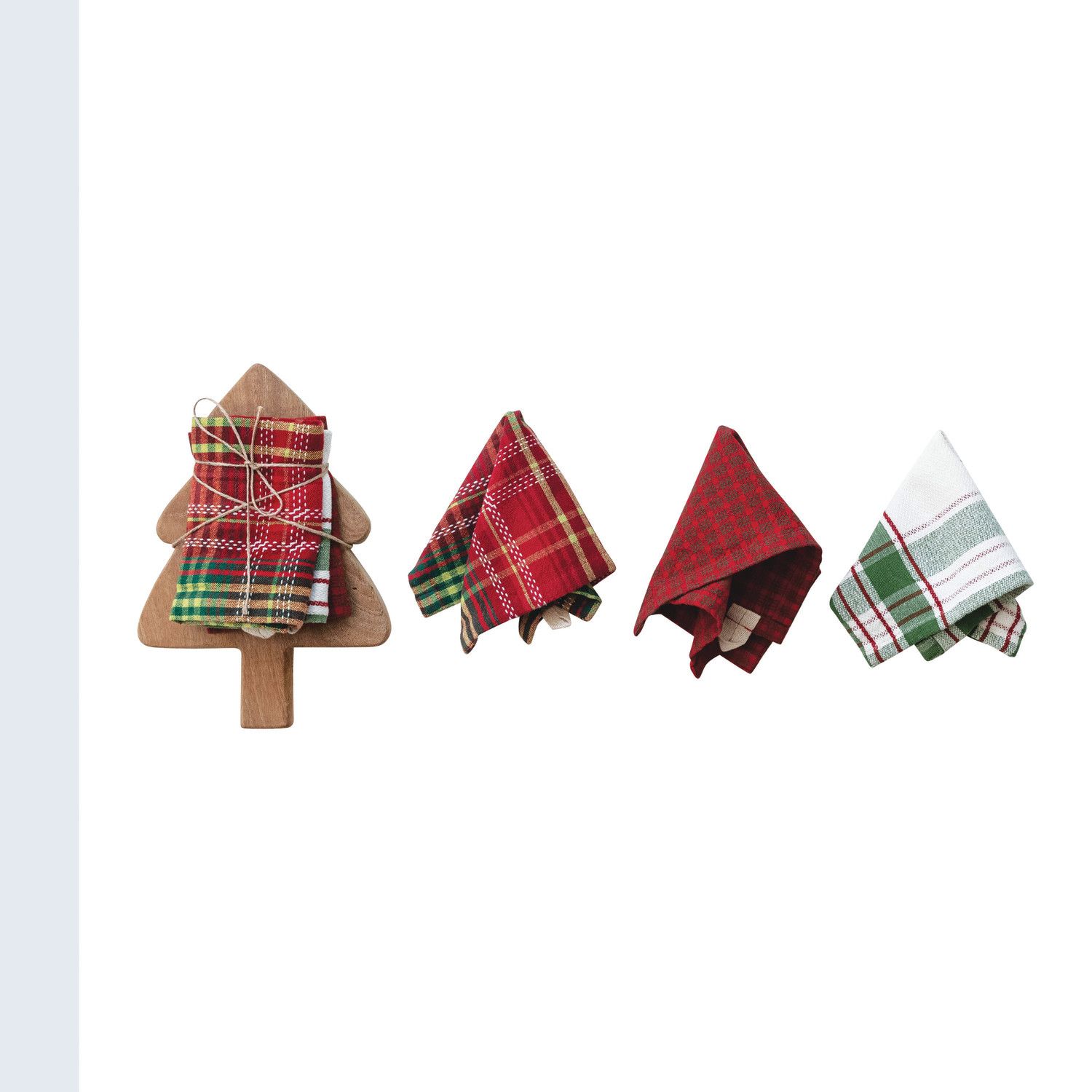 Mango Wood Cutting Board w/ Dish Cloths - 10" X 7" - Set of 4