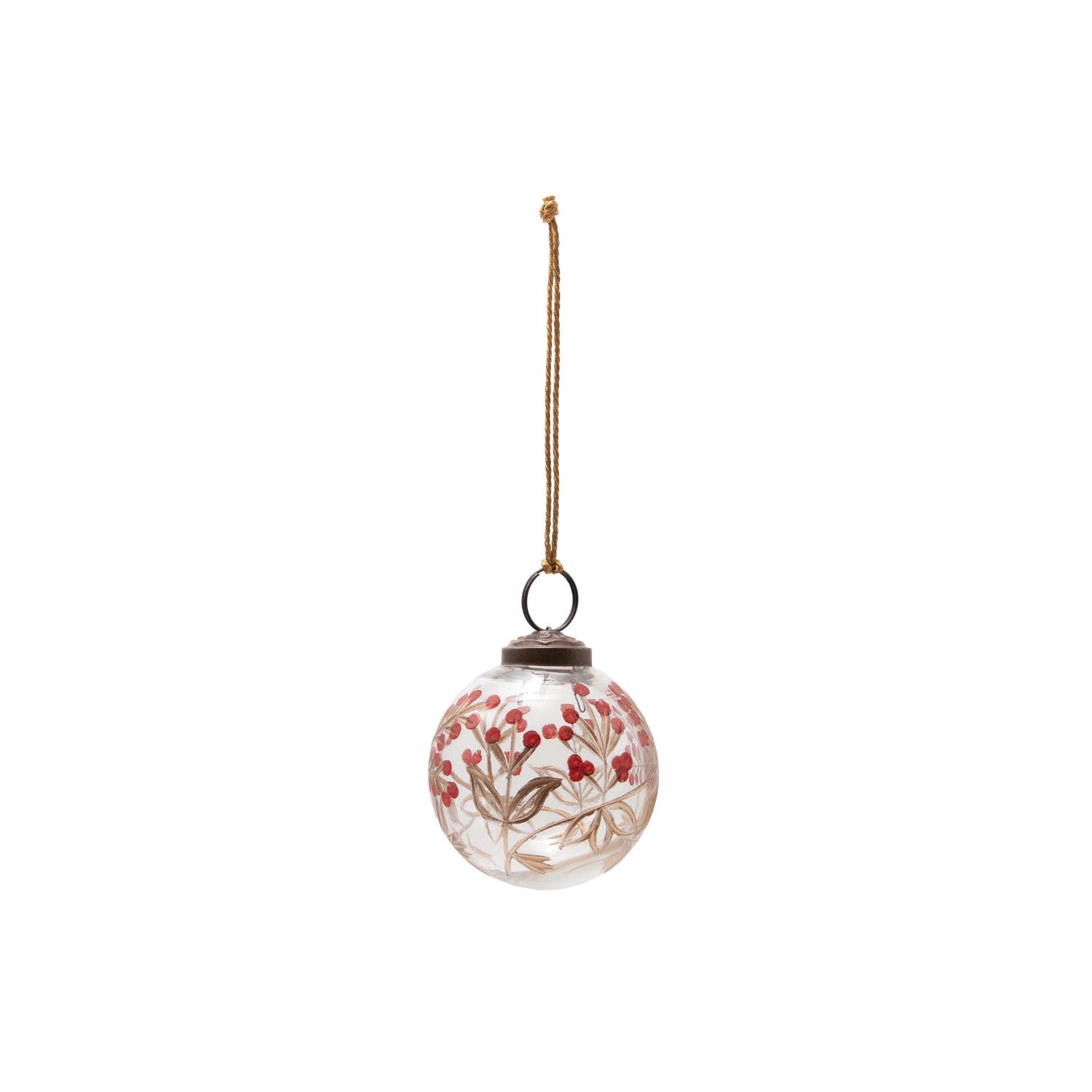 Ball Ornament w/ Botanical Design - 2"