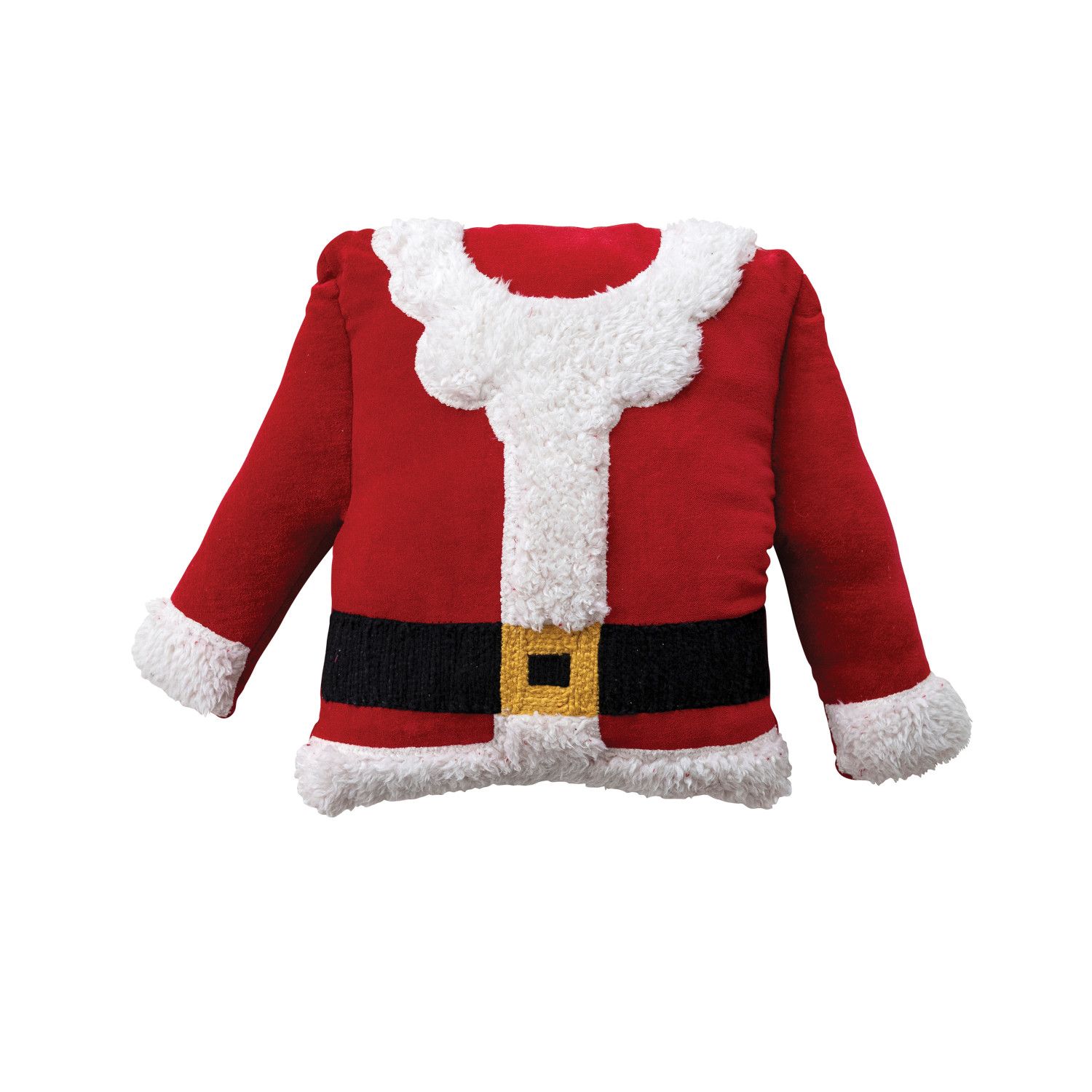 Velvet Santa Coat Shaped Pillow w/ Sherpa Trim