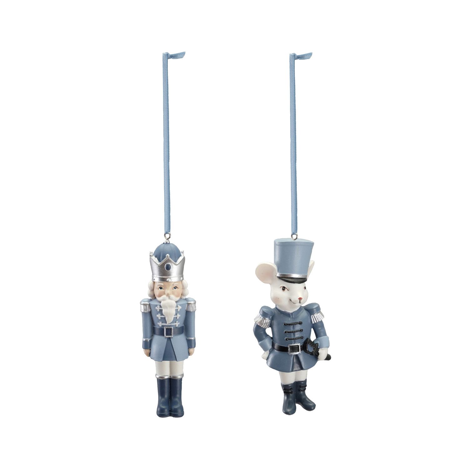 Nutcracker/Mouse Ornament - Blue &amp; White