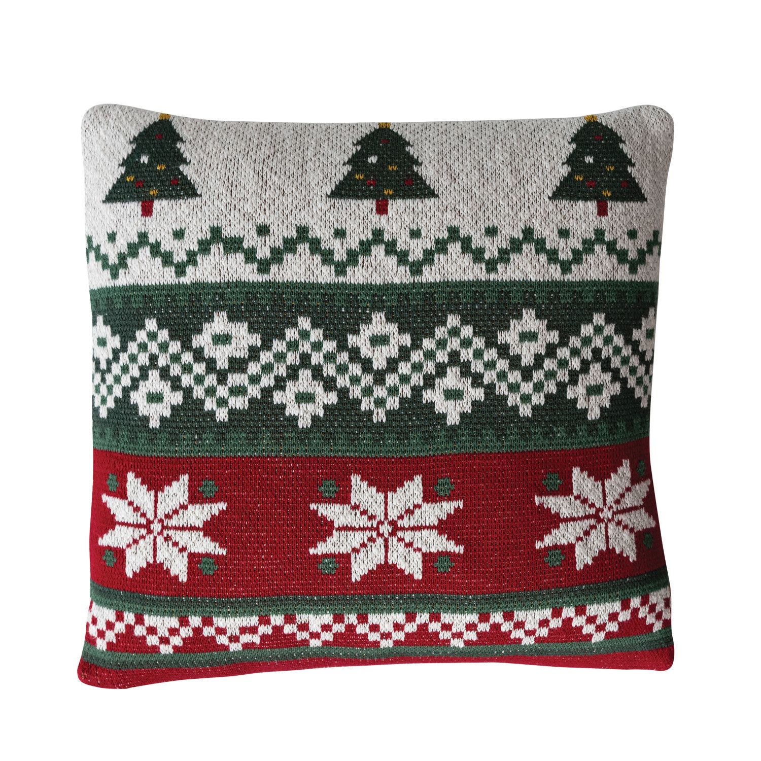 Cotton Knit Sweater Pillow w/ Trees - 18"