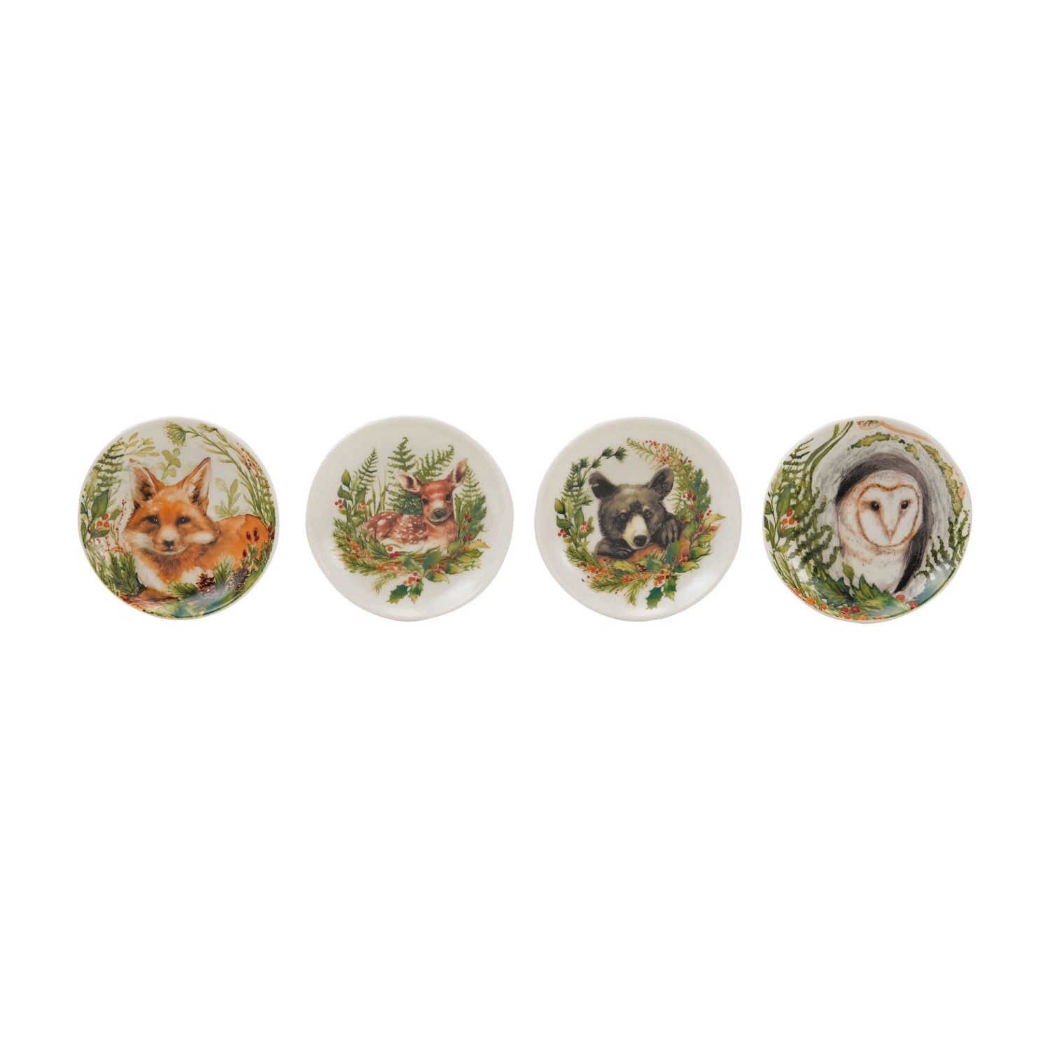 Appetizer Plate w/ Woodland Animal - 4" - 4 Styles - Sold Individually