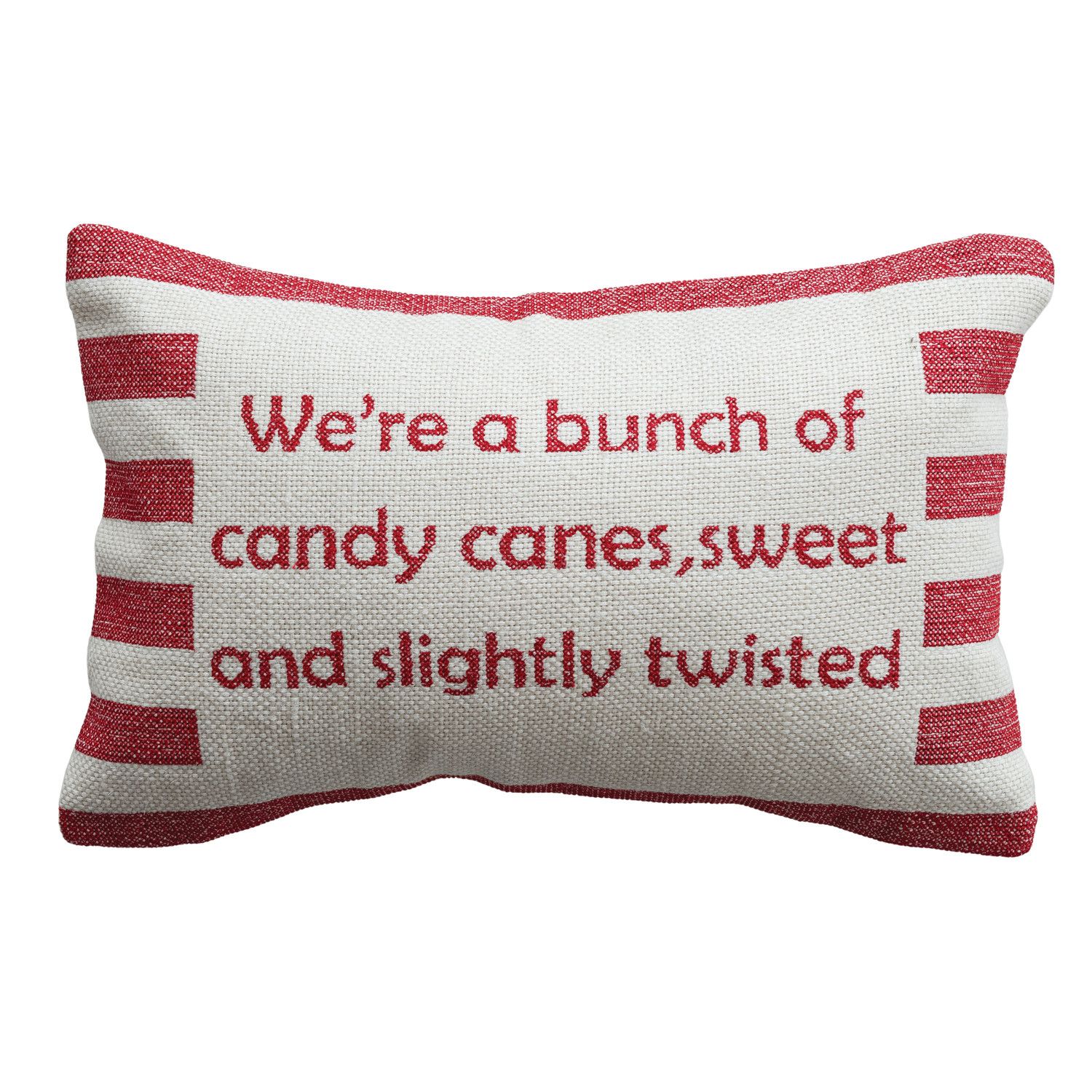 Cotton Lumbar Pillow - 14" X 9" - We'Re a Bunch of Candy Canes