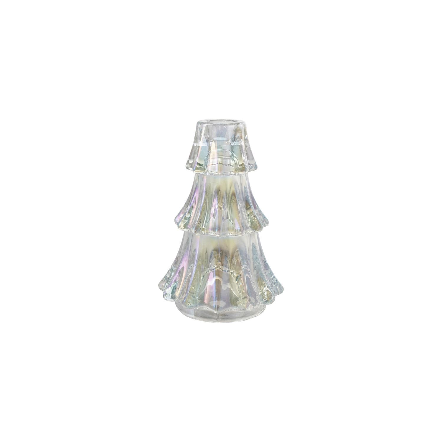 Glass Tree Shaped Taper Holder - Iridescent Finish, Size: Large