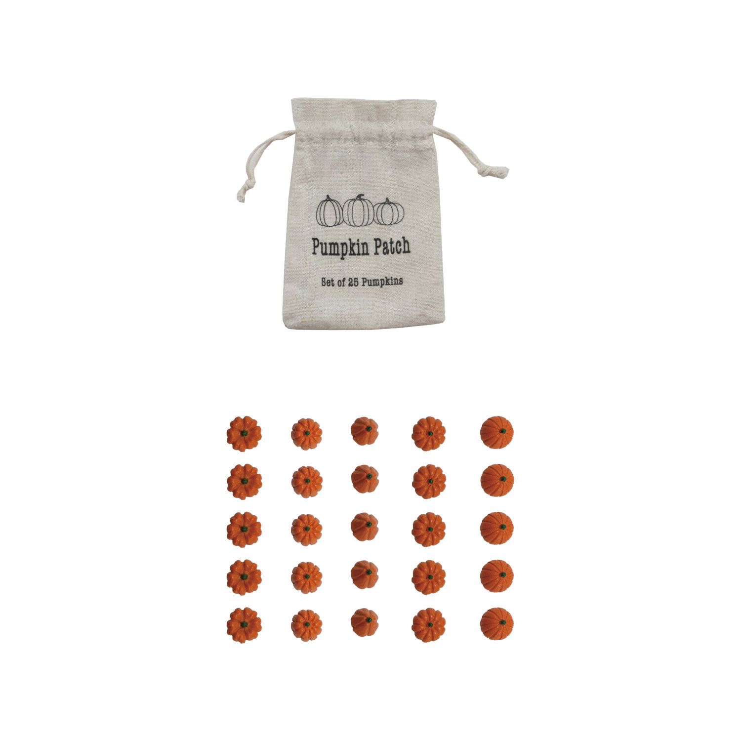 Mini Pumpkins In Drawstring Bag - Orange - Set of 25
