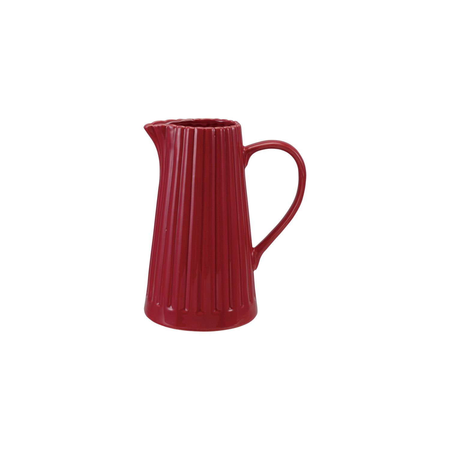 Stoneware Ribbed Pitcher w/ Reactive Glaze - 40oz - Red