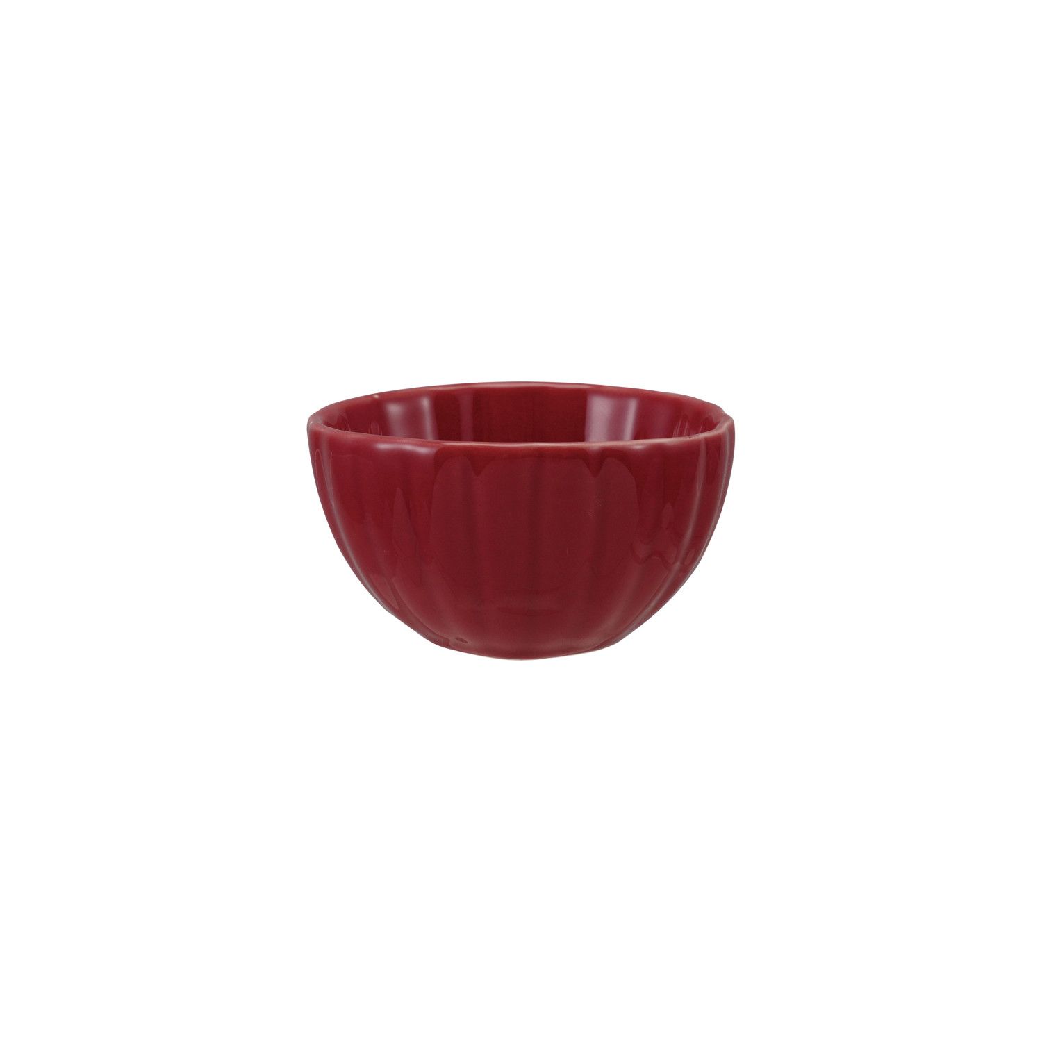 Stoneware Ribbed Bowl w/ Reactive Glaze - 3.5" - Red