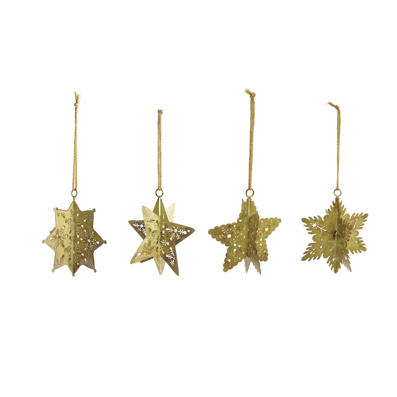Metal 3D Snowflake Ornament - 4" - Gold - 4 Styles - Sold Individually