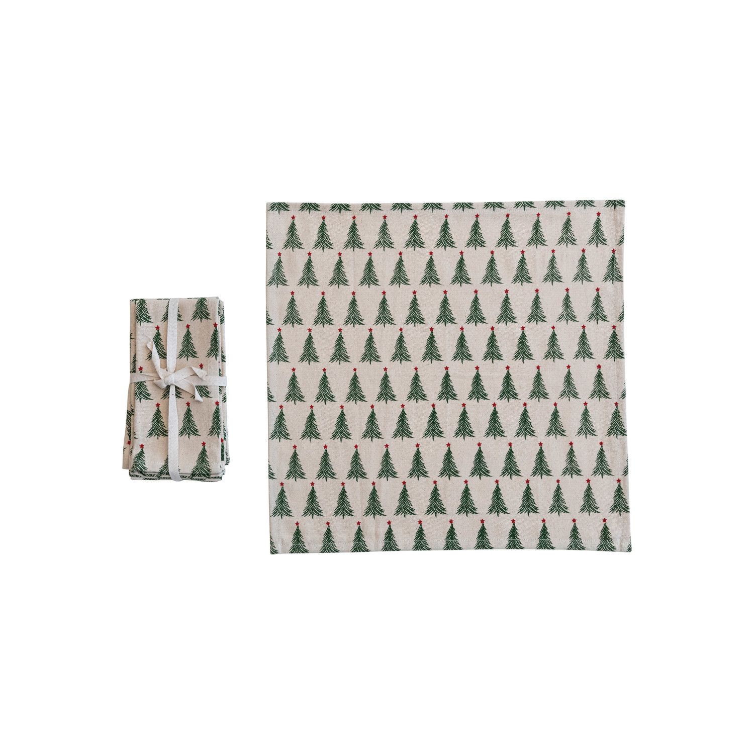 Cotton Napkins w/ Christmas Trees - 18" - Set of 4