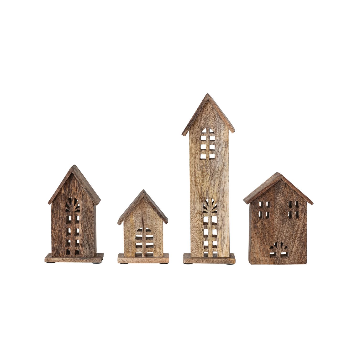 Mango Wood House - 5"-12" - Brown, Size: Large