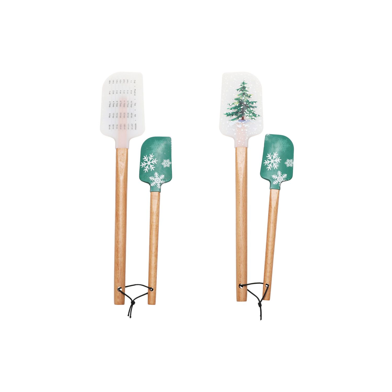 Silicone Wood Spatulas w/ Tree Pattern - Set of 2