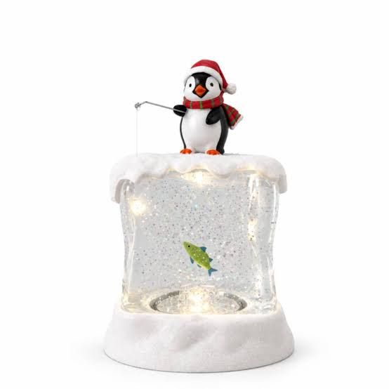 Swirl Lit Penguin On Ice Cube Water Lantern - 8.25" - Requires 3 AA, USB Included