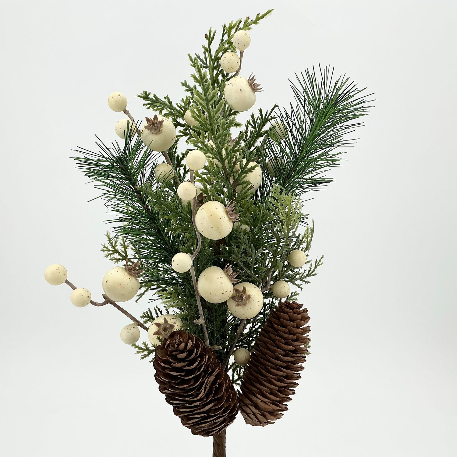 Berry Cone Pine Spray - 18" - Cream/Green