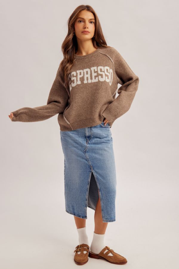 Soft Brushed Textured Espresso Pullover, Color: Mocha, Size: Small