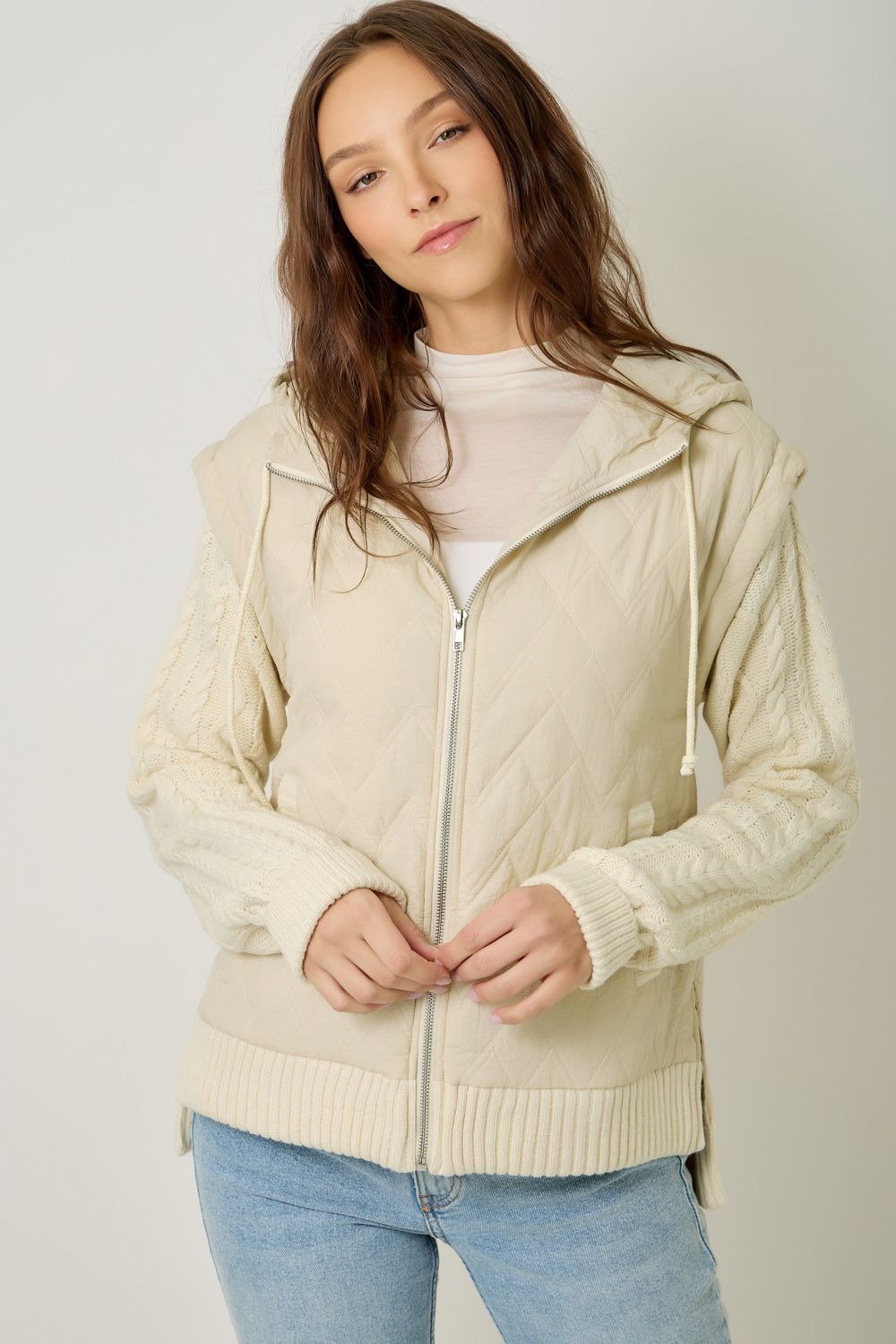 Mixed Media Hoodie Jacket